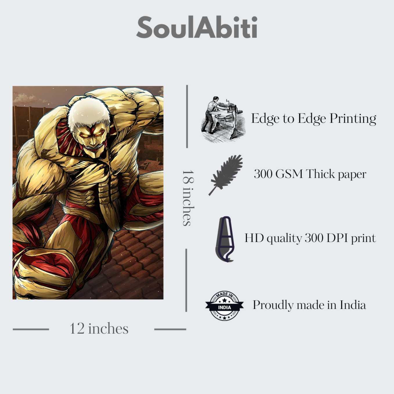 Attack on Titan Set of 10 Anime Titans portrait posters (12x18-Inch, comes with double sided tape) - SoulAbiti