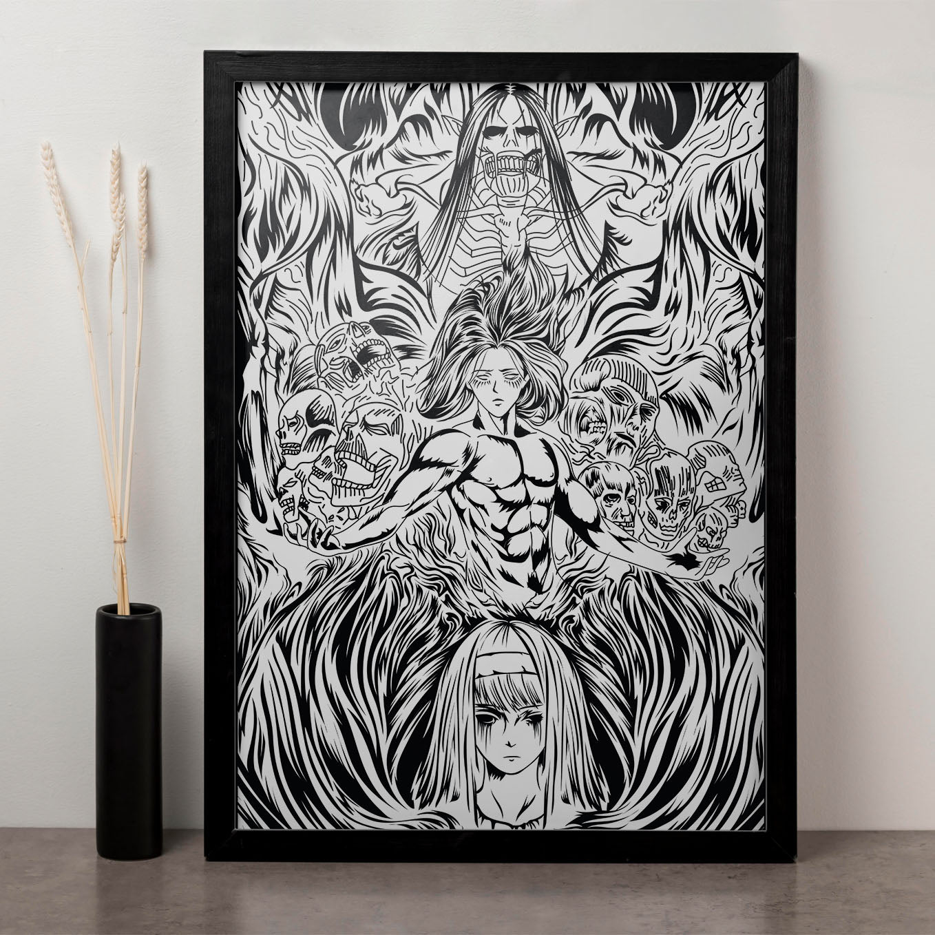 Attack on Titan Ymir Founding Titan anime Poster framed (13x19-Inch, Plexi-Glass, Textured Frame) - SoulAbiti
