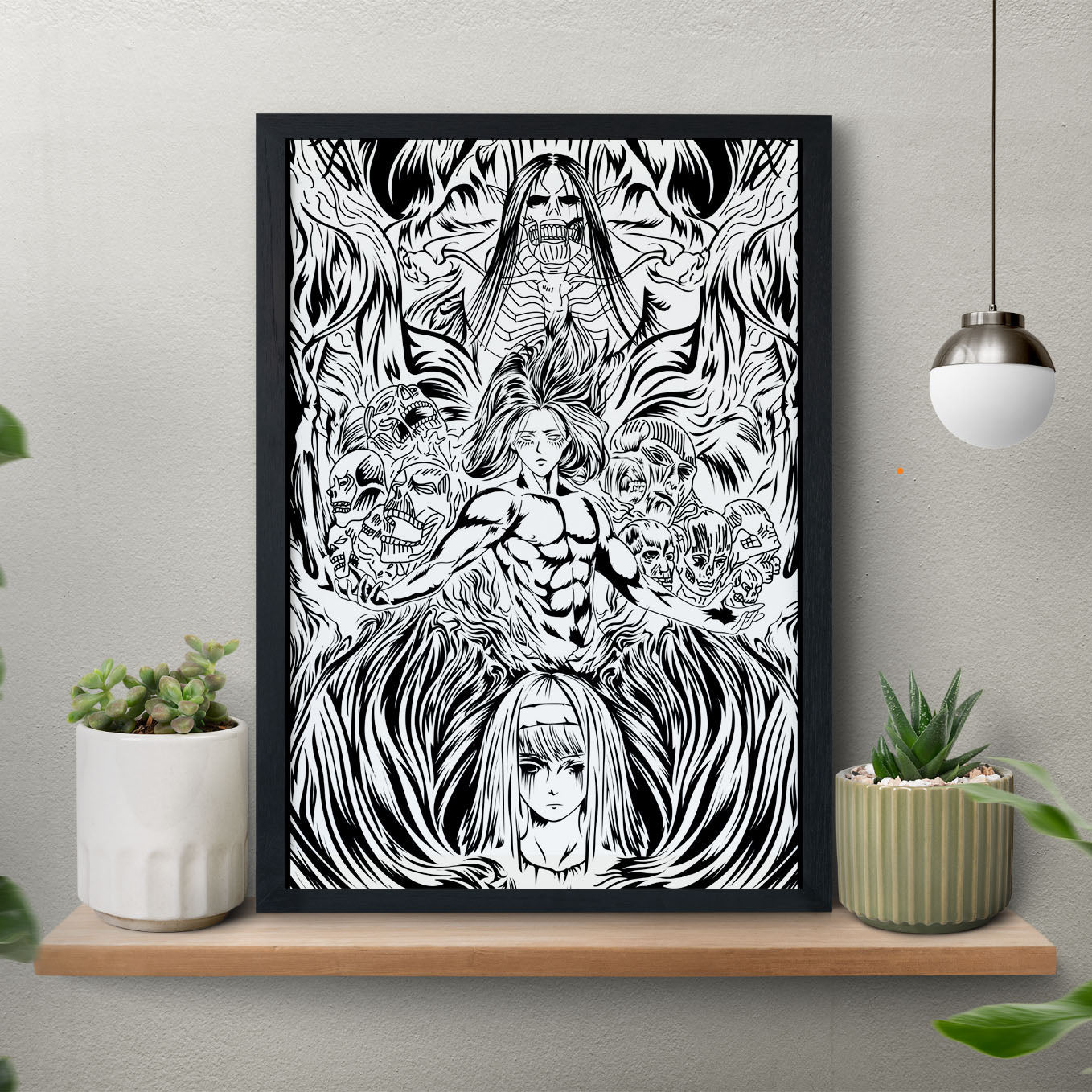 Attack on Titan Ymir Founding Titan anime Poster framed (13x19-Inch, Plexi-Glass, Textured Frame) - SoulAbiti