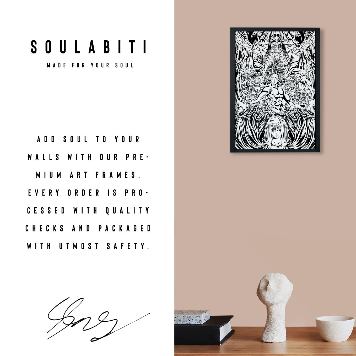 Attack on Titan Ymir Founding Titan anime Poster framed (13x19-Inch, Plexi-Glass, Textured Frame) - SoulAbiti