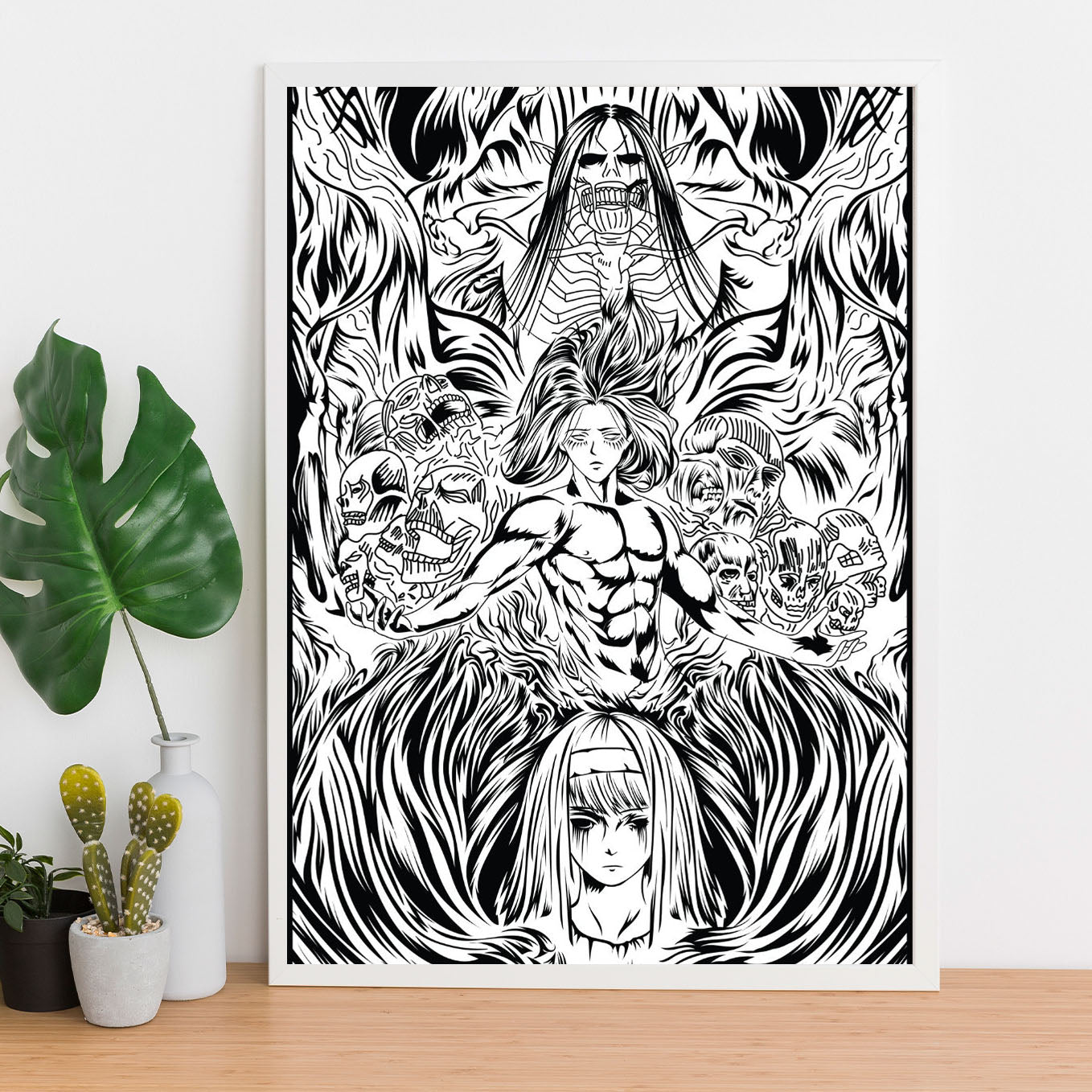 Attack on Titan Ymir Founding Titan anime Poster framed (13x19-Inch, Plexi-Glass, Textured Frame) - SoulAbiti