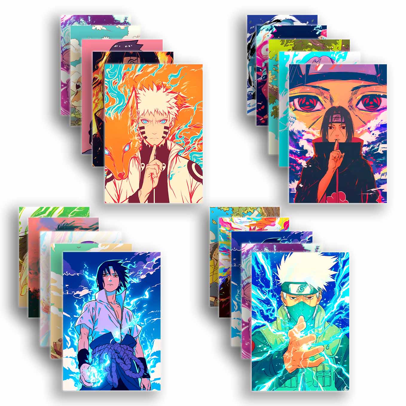 SoulAbiti Anime Inspired Set of 20 Posters for Wall Art | Minimal Ninja Warrior A4 Size
