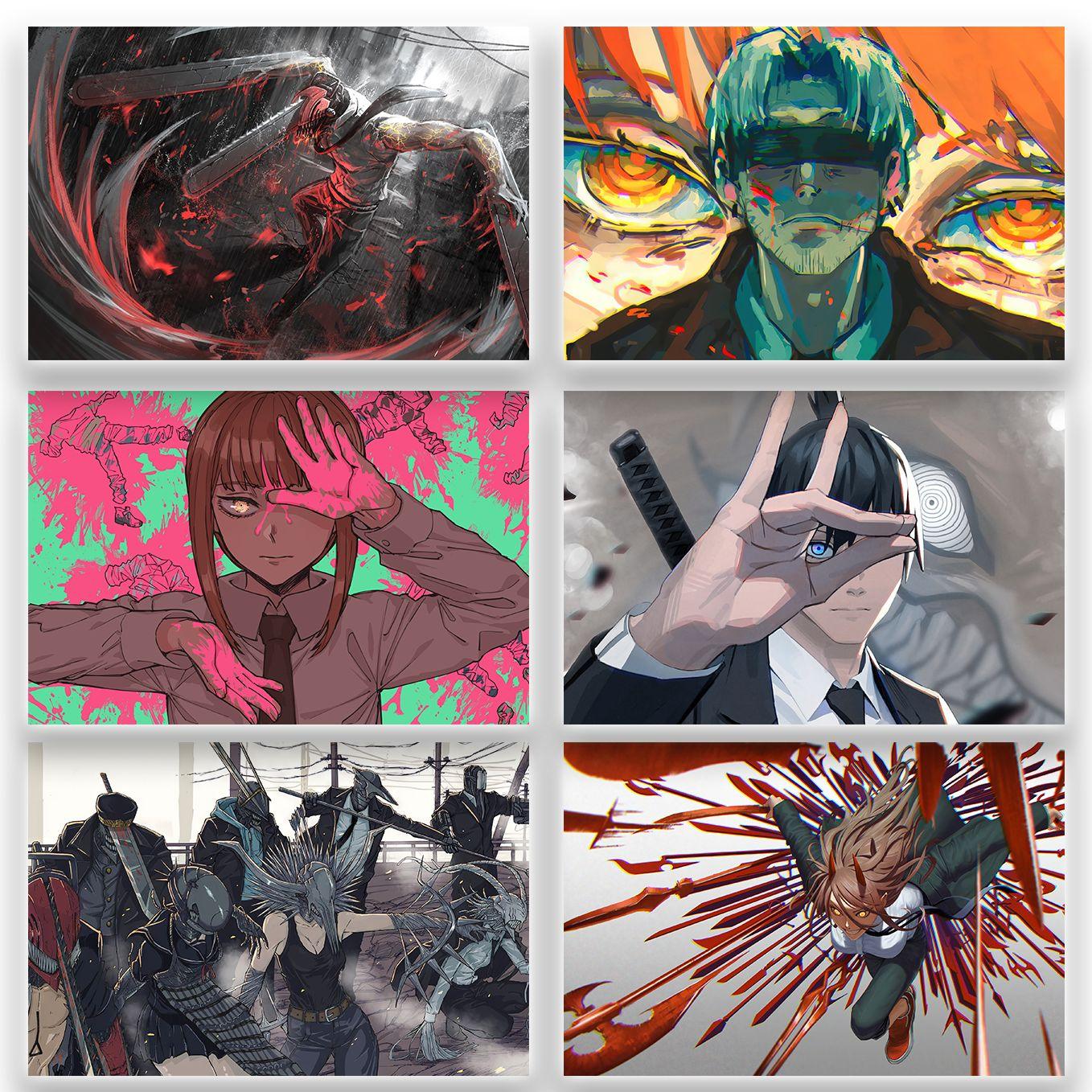 Chainsaw man Set of 10 Anime posters Landscape 12x18 inches-Comes with double-sided tape - SoulAbiti