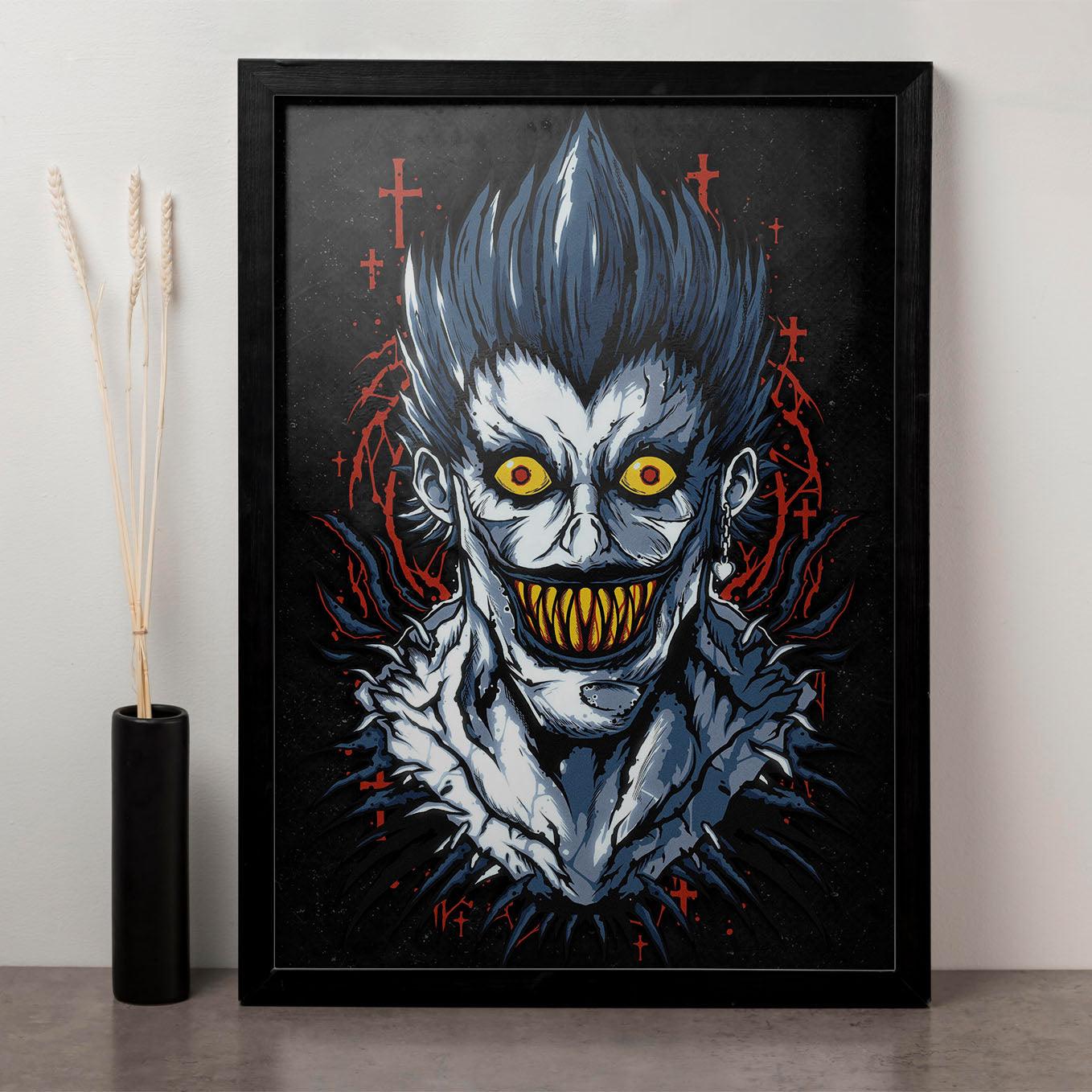 Death Note Ryuk Poster Anime Print Framed (13x19-Inch, Plexi-Glass, Textured Frame) - SoulAbiti