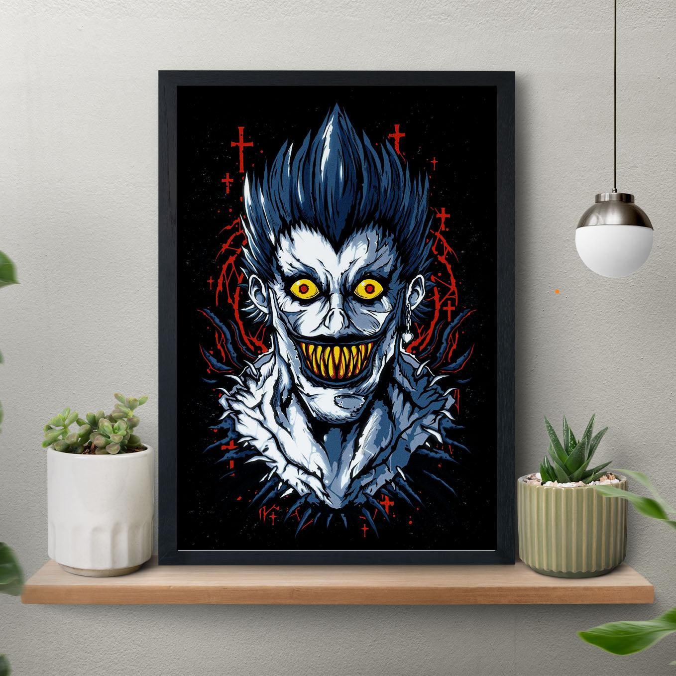 Death Note Ryuk Poster Anime Print Framed (13x19-Inch, Plexi-Glass, Textured Frame) - SoulAbiti
