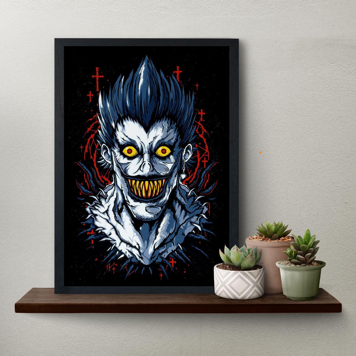 Death Note Ryuk Poster Anime Print Framed (13x19-Inch, Plexi-Glass, Textured Frame) - SoulAbiti