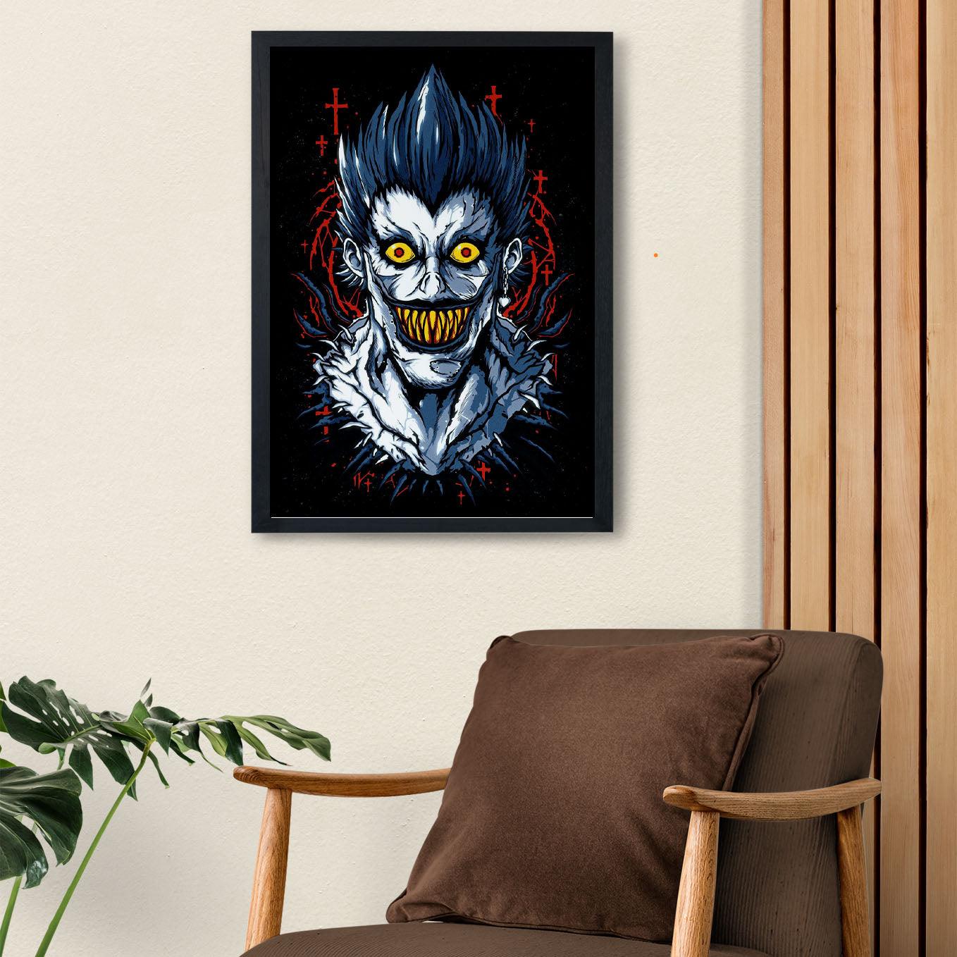Death Note Ryuk Poster Anime Print Framed (13x19-Inch, Plexi-Glass, Textured Frame) - SoulAbiti