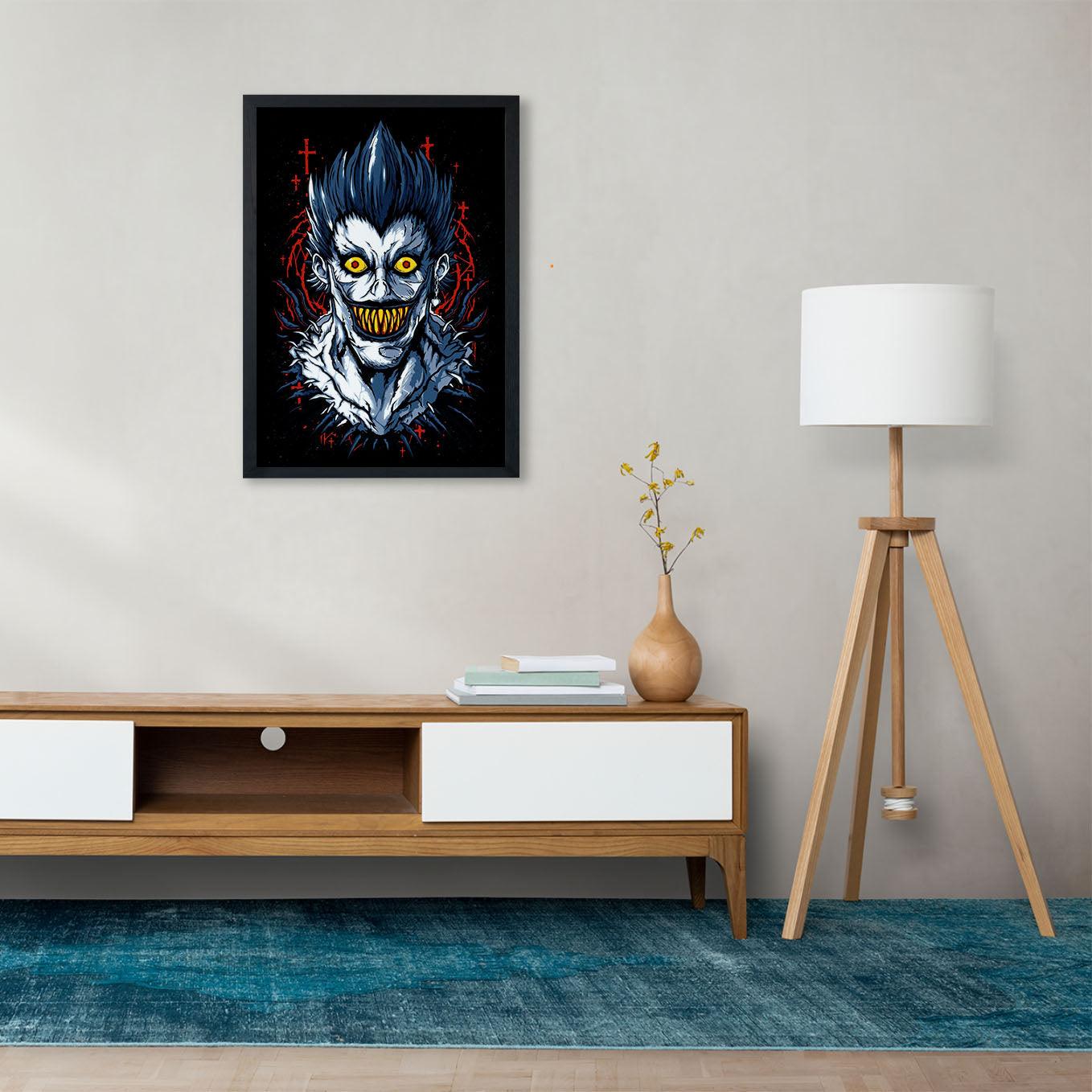 Death Note Ryuk Poster Anime Print Framed (13x19-Inch, Plexi-Glass, Textured Frame) - SoulAbiti