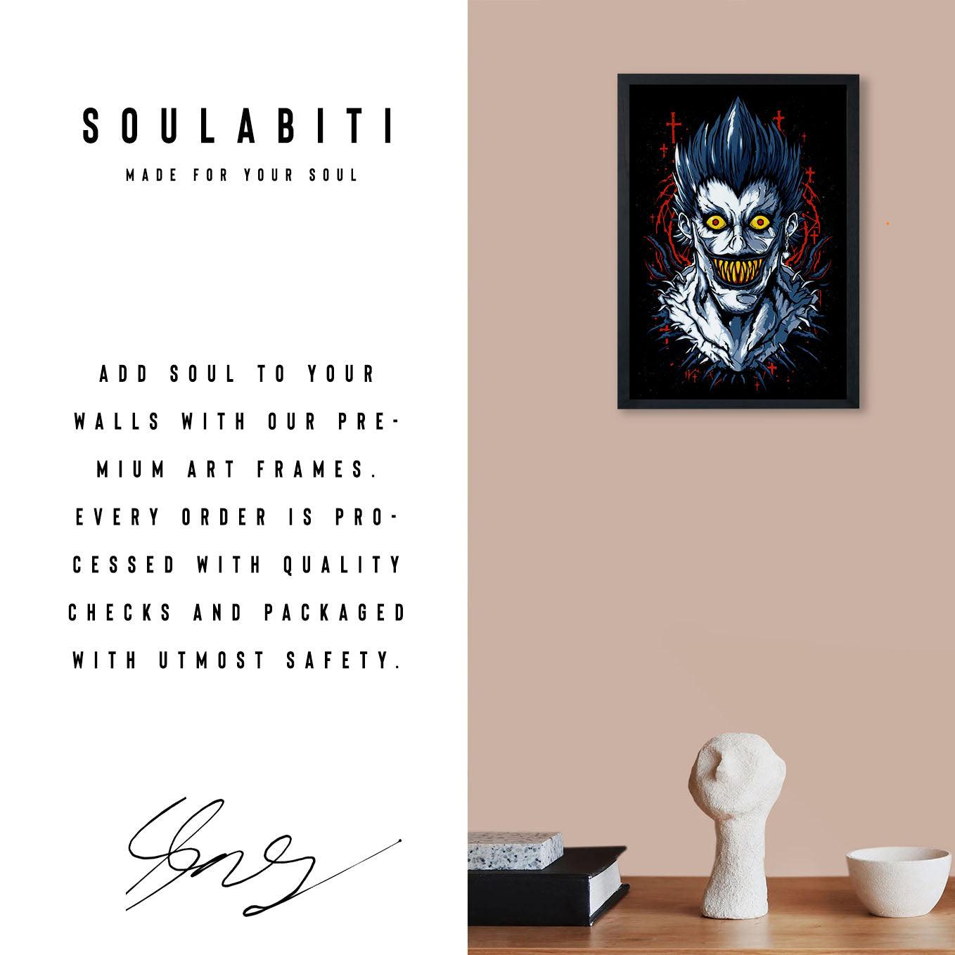 Death Note Ryuk Poster Anime Print Framed (13x19-Inch, Plexi-Glass, Textured Frame) - SoulAbiti