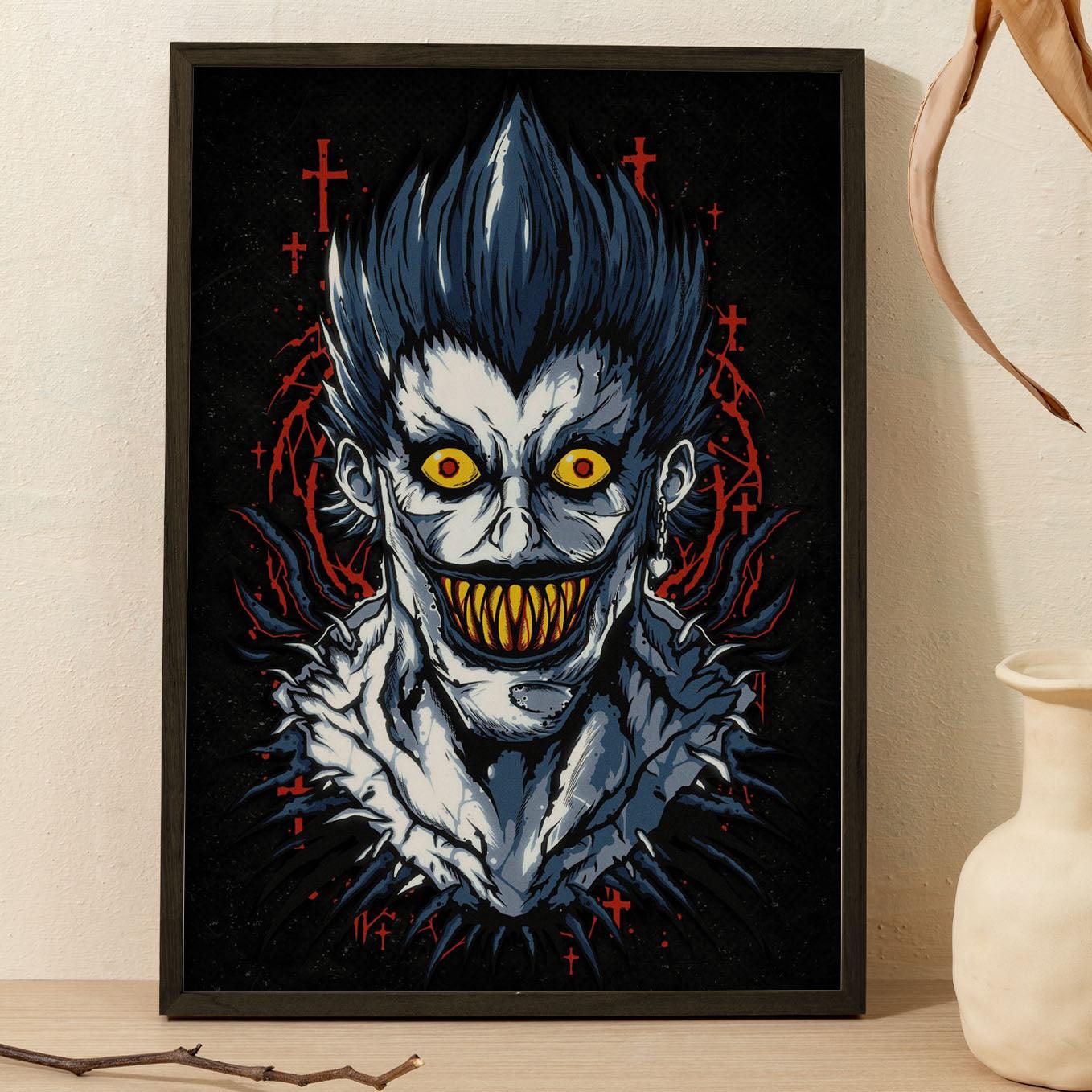 Death Note Ryuk Poster Anime Print Framed (13x19-Inch, Plexi-Glass, Textured Frame) - SoulAbiti