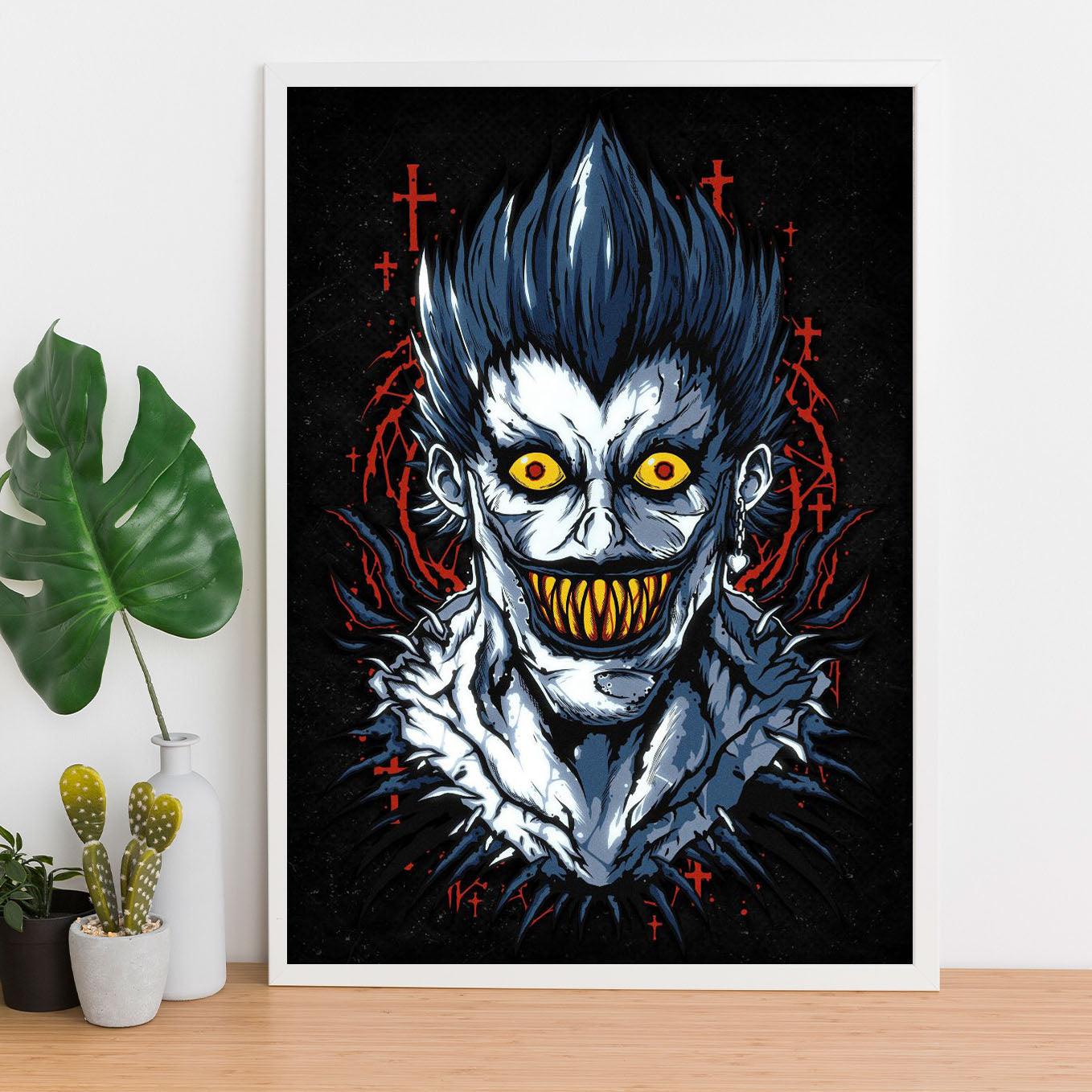 Death Note Ryuk Poster Anime Print Framed (13x19-Inch, Plexi-Glass, Textured Frame) - SoulAbiti