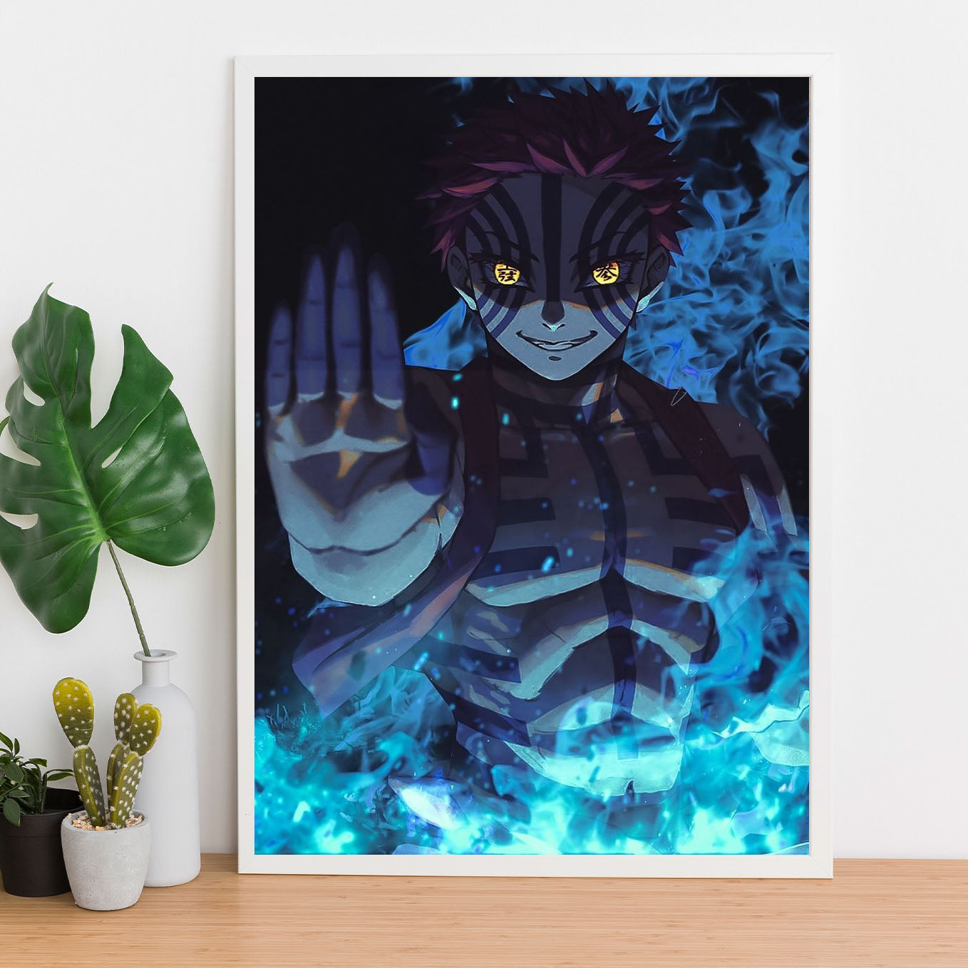 Demon Slayer Akaza Poster art framed (13x19-Inch, Plexi-Glass, Textured Frame) - SoulAbiti