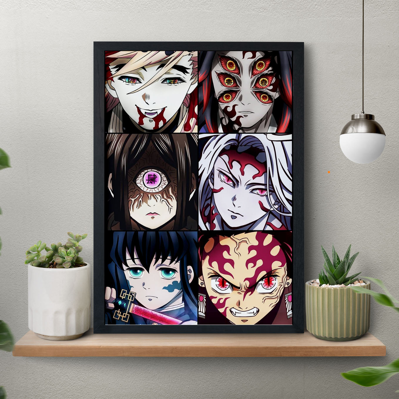 Demon Slayer Demon Collage Poster art framed 13x19-Inch - SoulAbiti