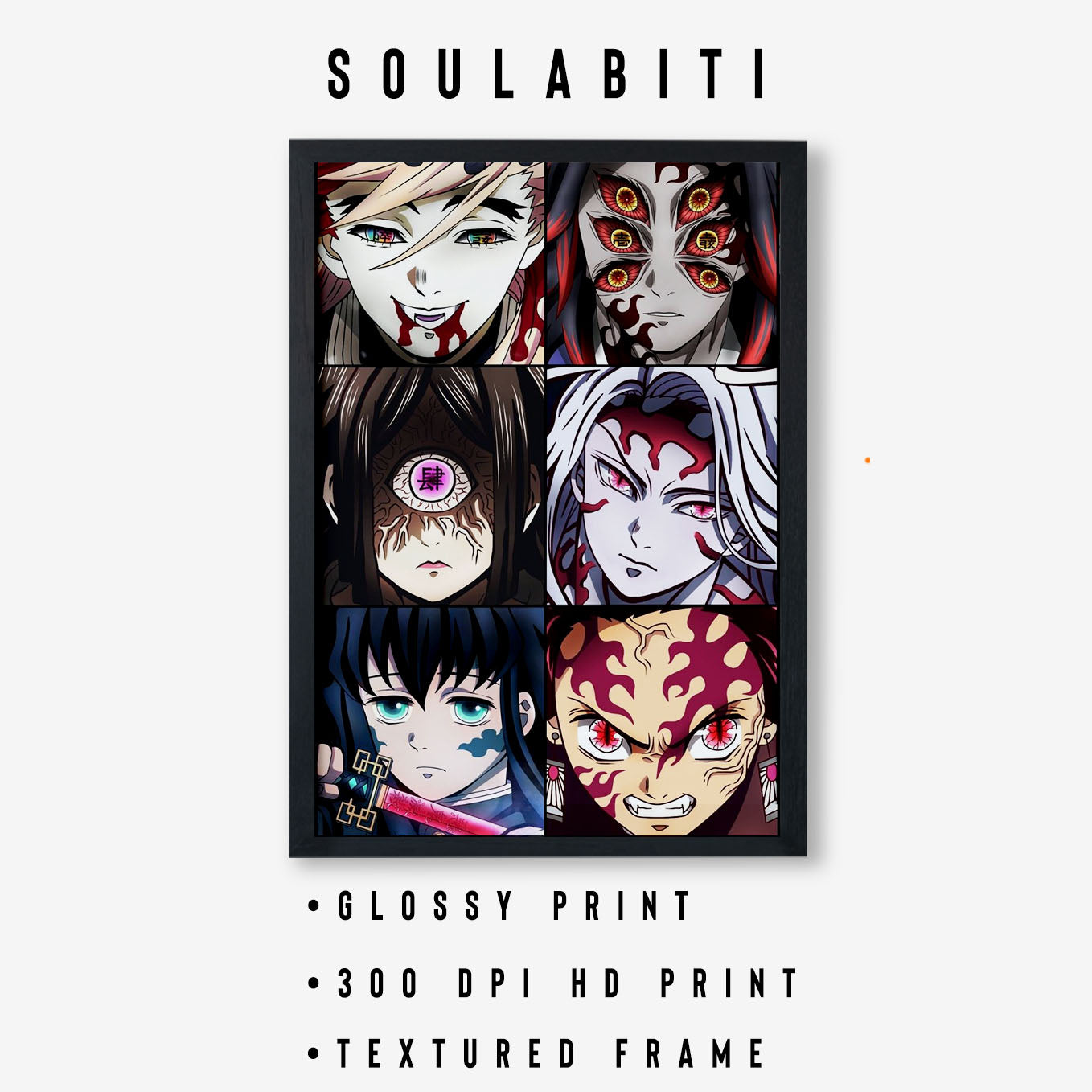 Demon Slayer Demon Collage Poster art framed 13x19-Inch - SoulAbiti