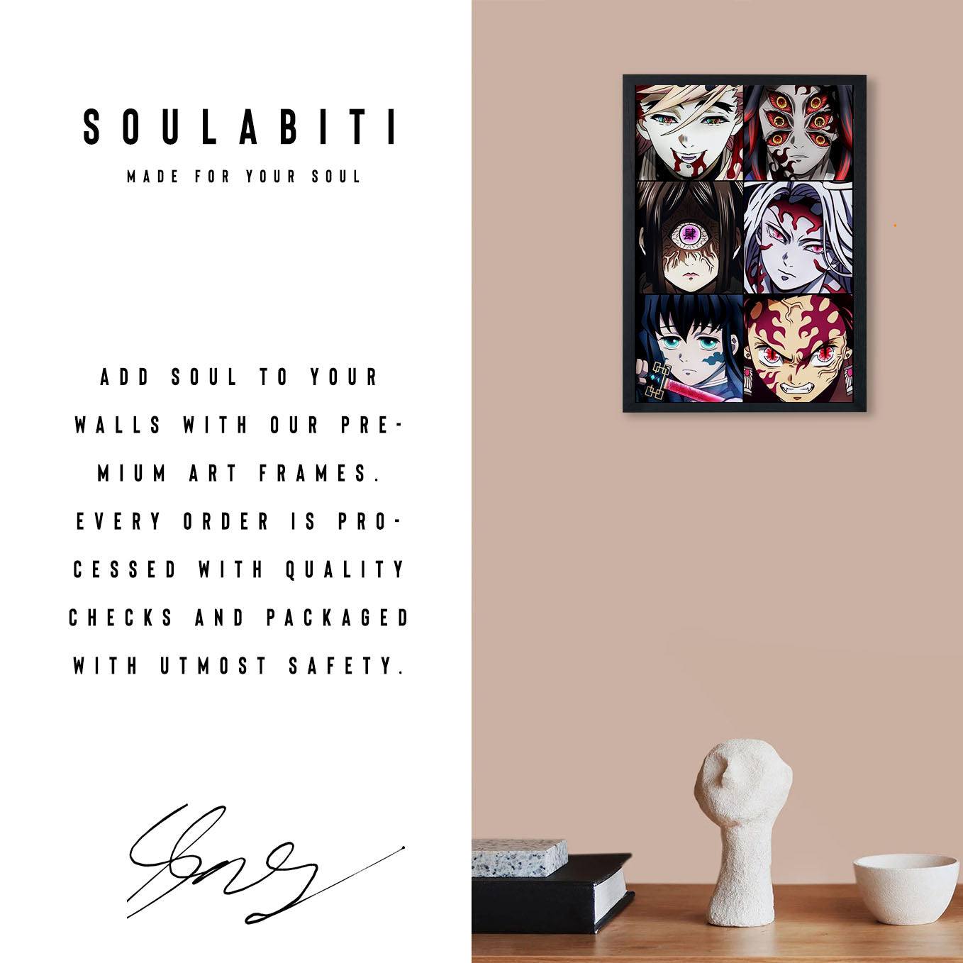 Demon Slayer Demon Collage Poster art framed 13x19-Inch - SoulAbiti