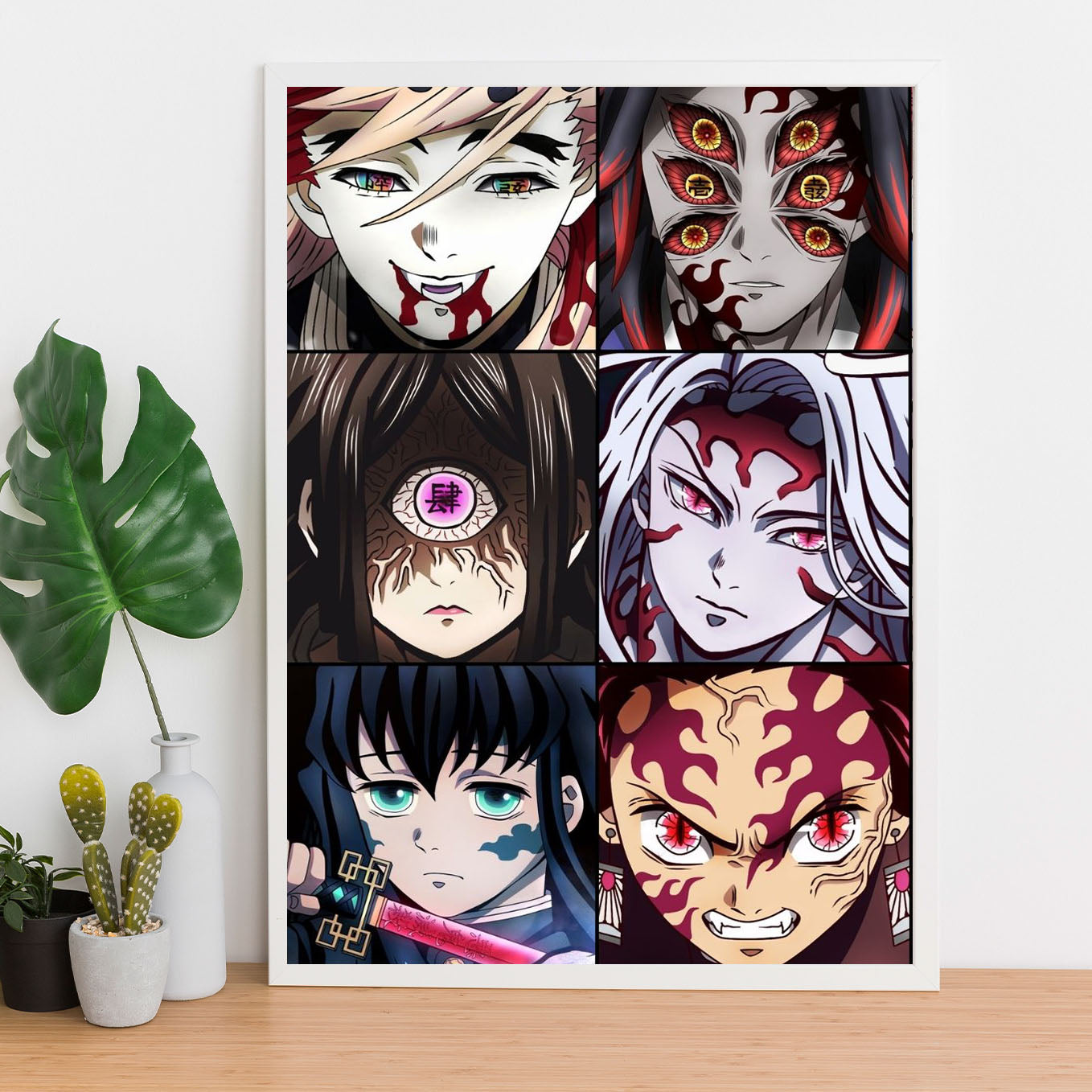 Demon Slayer Demon Collage Poster art framed 13x19-Inch - SoulAbiti
