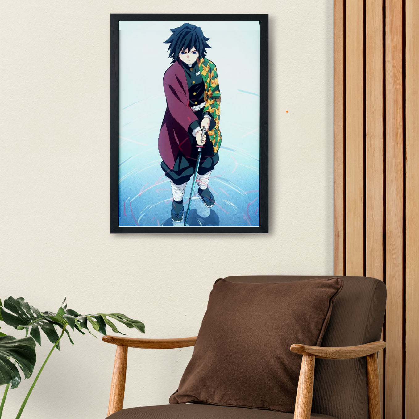 Demon Slayer Giyu Tomioka Dead Calm Poster art framed 13x19-Inch - SoulAbiti