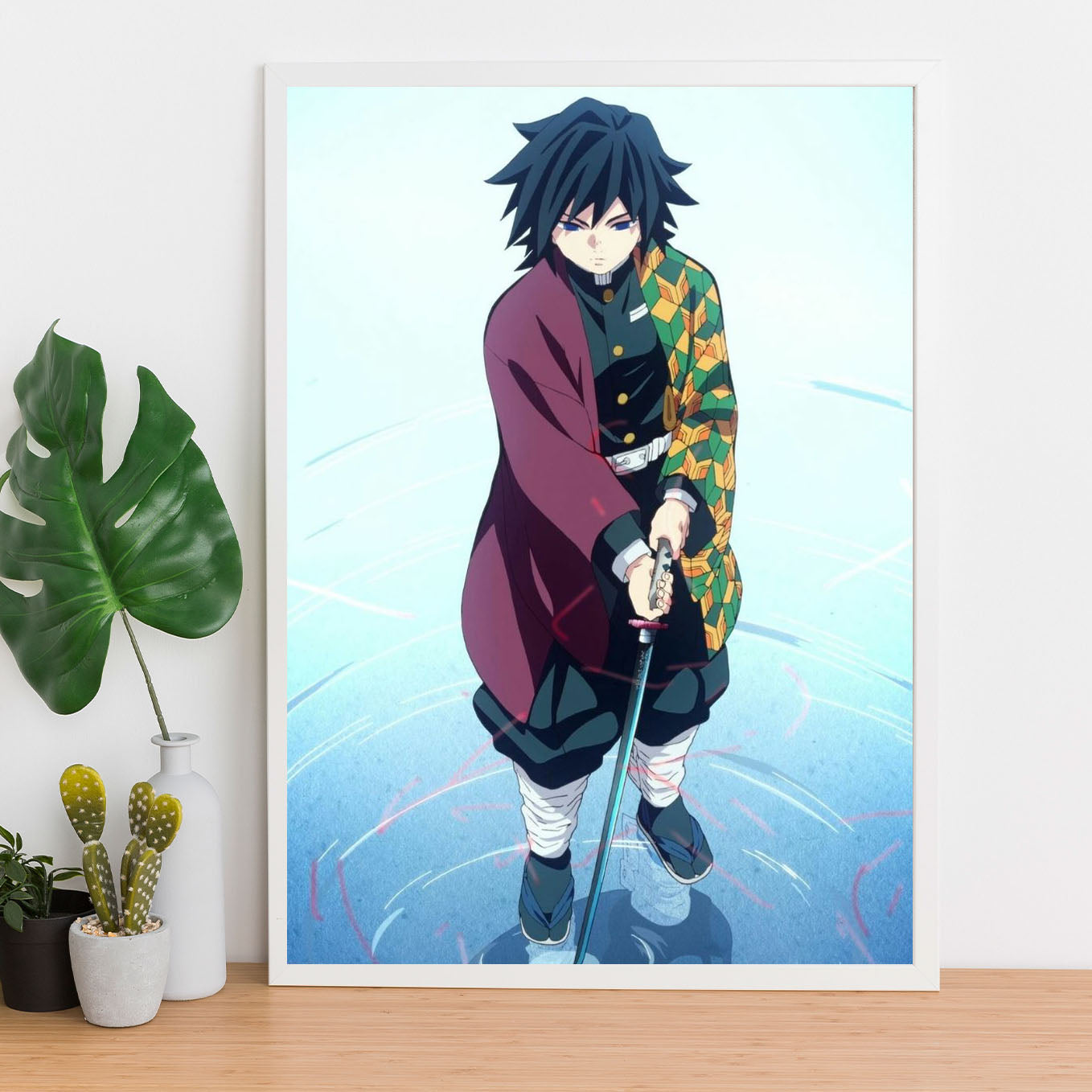 Demon Slayer Giyu Tomioka Dead Calm Poster art framed 13x19-Inch - SoulAbiti