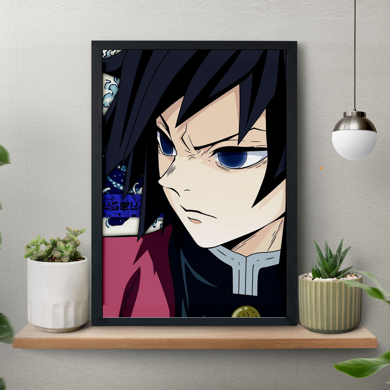 Demon Slayer Giyu Tomioka Hashira Poster art framed 13x19-Inch - SoulAbiti