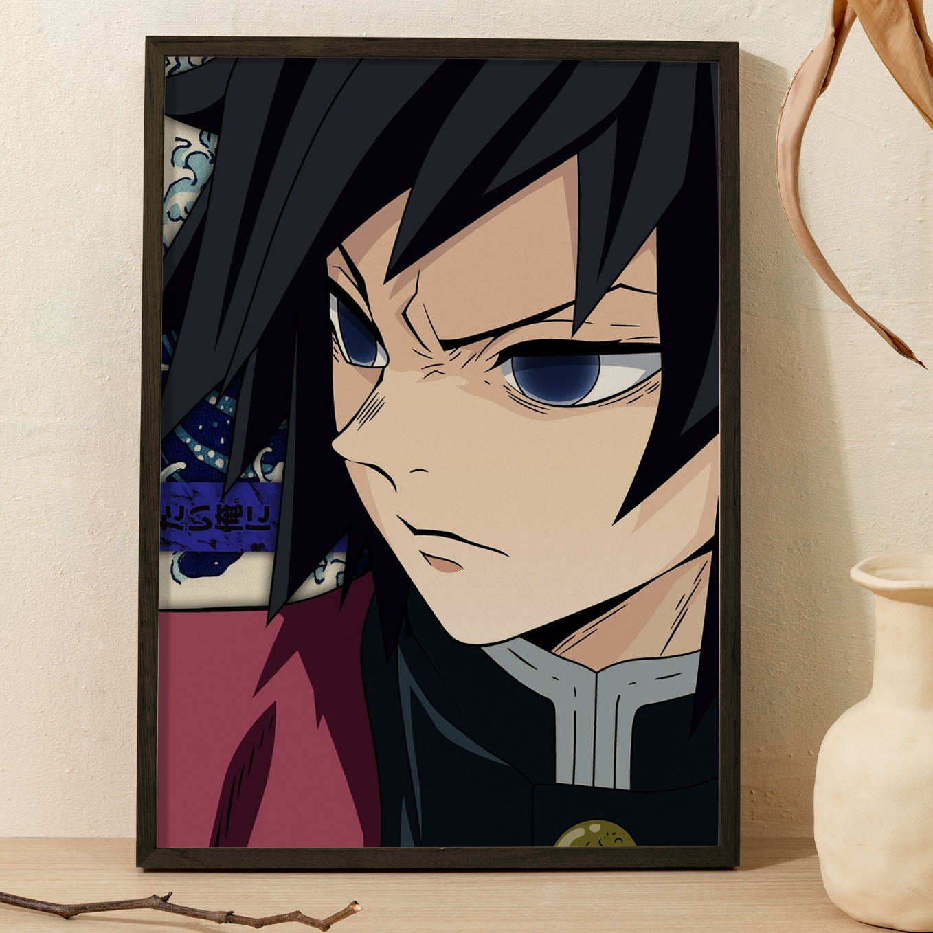 Demon Slayer Giyu Tomioka Hashira Poster art framed 13x19-Inch - SoulAbiti