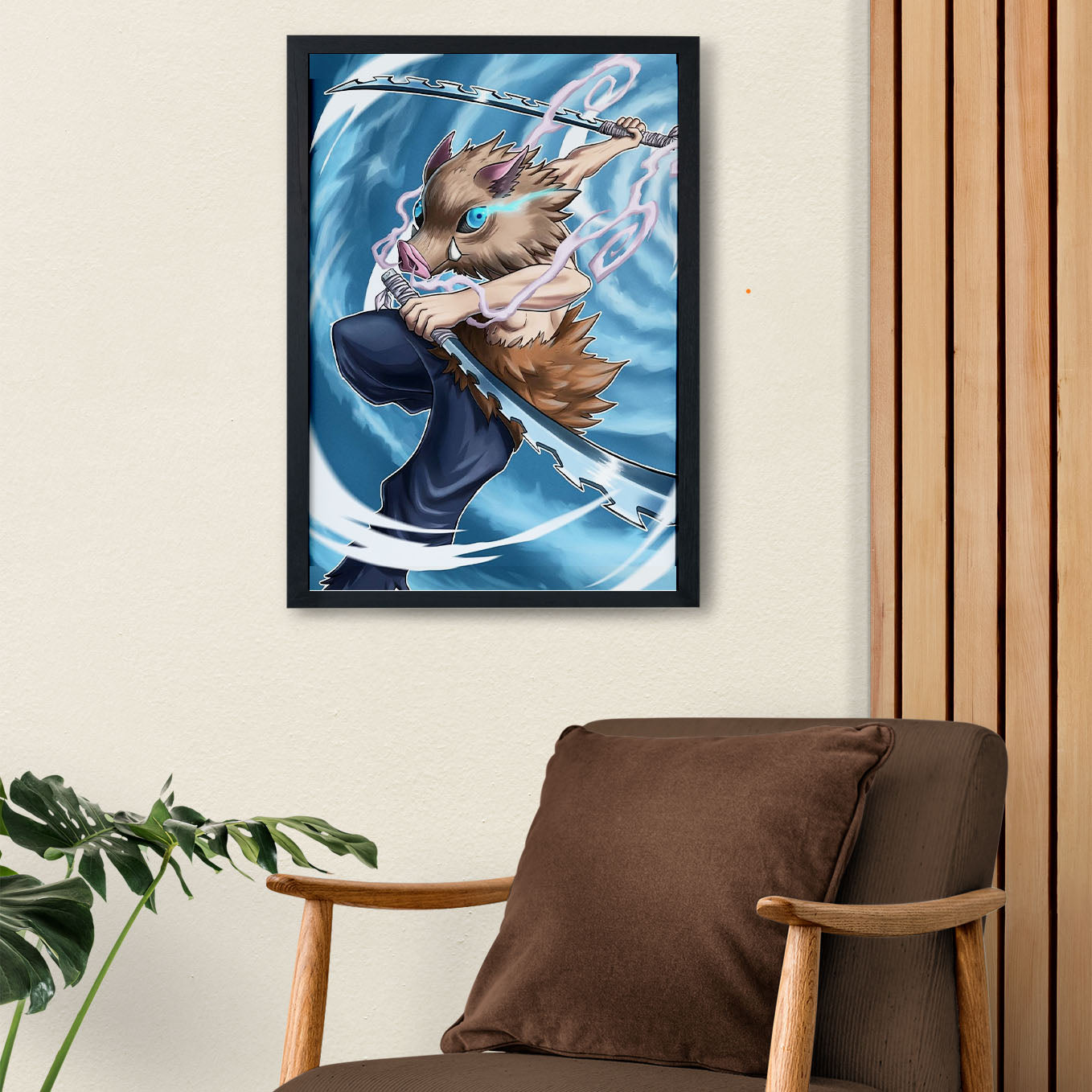 Demon Slayer Inosuke Animal Form Art Style Poster framed 13x19-Inch - SoulAbiti