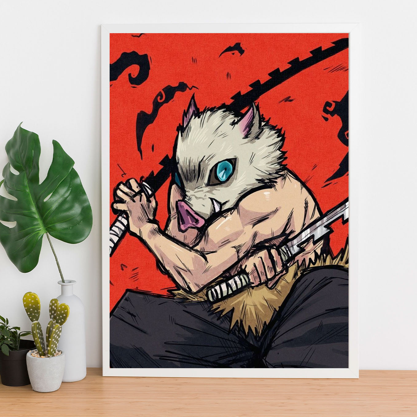 Demon Slayer Inosuke Beast Breathing Poster framed 13x19-Inch - SoulAbiti