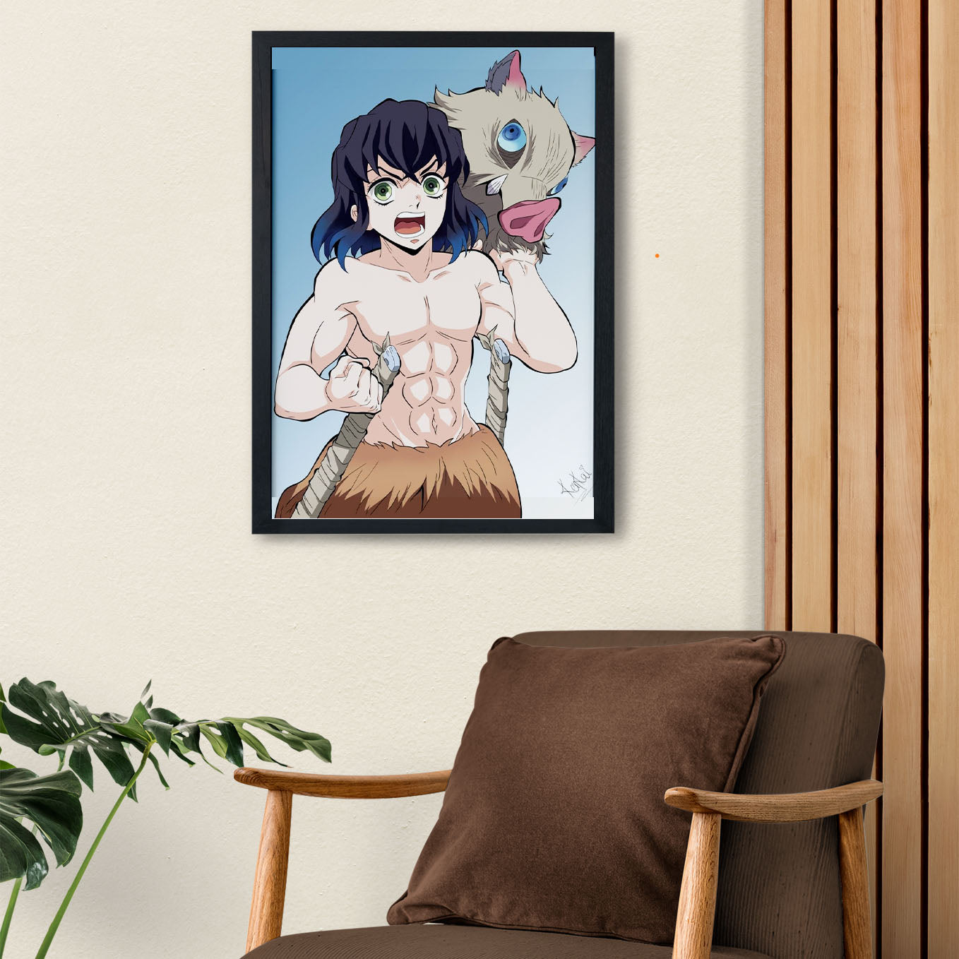 Demon Slayer Inosuke Poster art framed 13x19-Inch - SoulAbiti