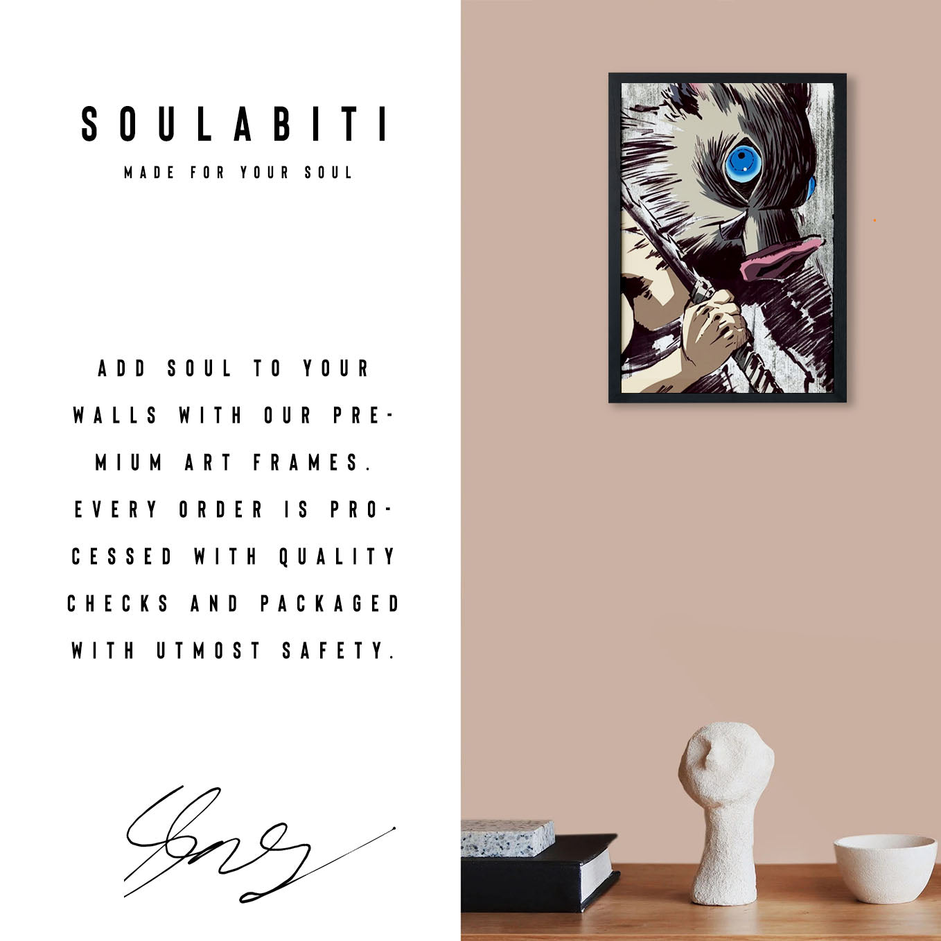 Demon Slayer Inosuke Postercolor Print Poster art framed 13x19-Inch - SoulAbiti