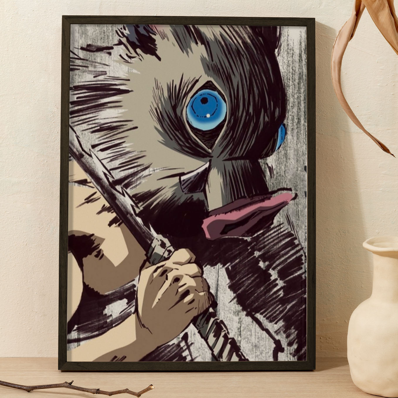Demon Slayer Inosuke Postercolor Print Poster art framed 13x19-Inch - SoulAbiti