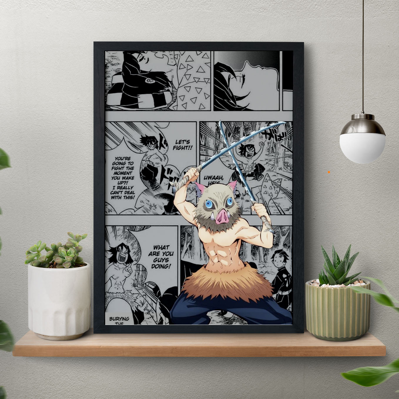 Demon Slayer Inosuke Stance Poster art framed 13x19-Inch - SoulAbiti
