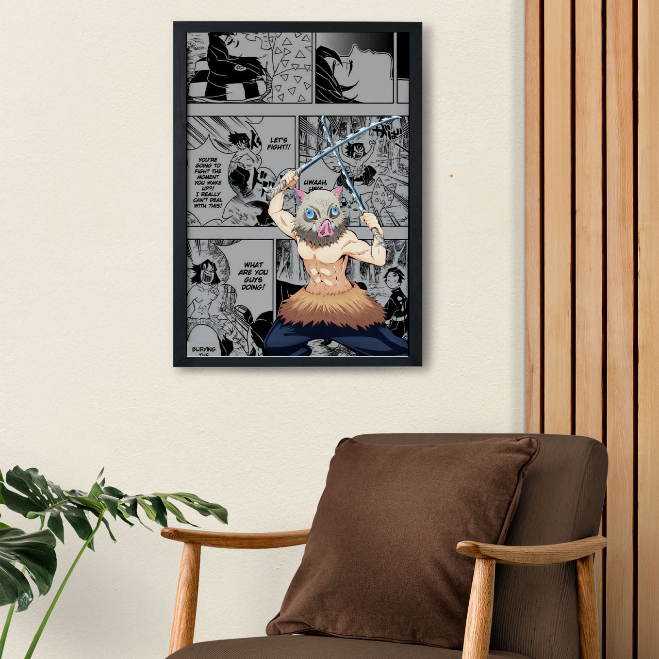 Demon Slayer Inosuke Stance Poster art framed 13x19-Inch - SoulAbiti