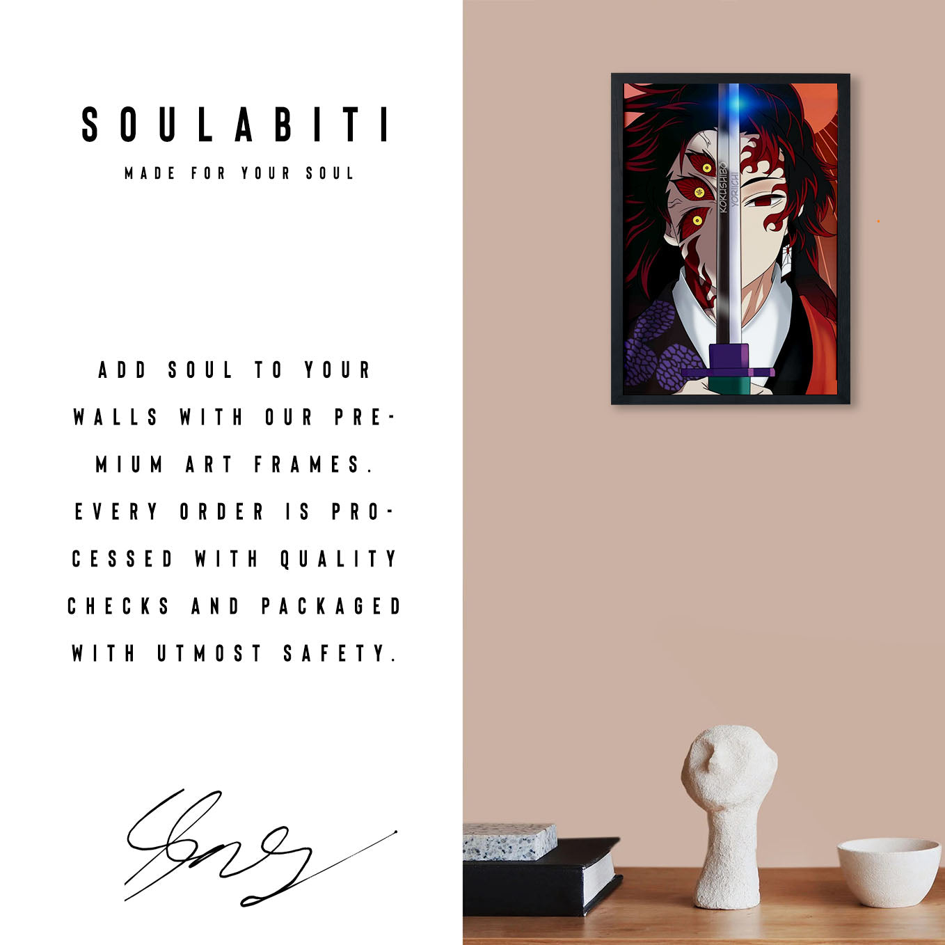 Demon Slayer Kokushibo Demon art framed 13x19-Inch - SoulAbiti