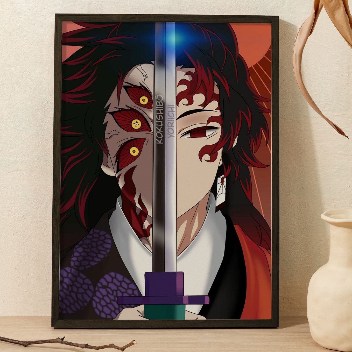 Demon Slayer Kokushibo Demon art framed 13x19-Inch - SoulAbiti