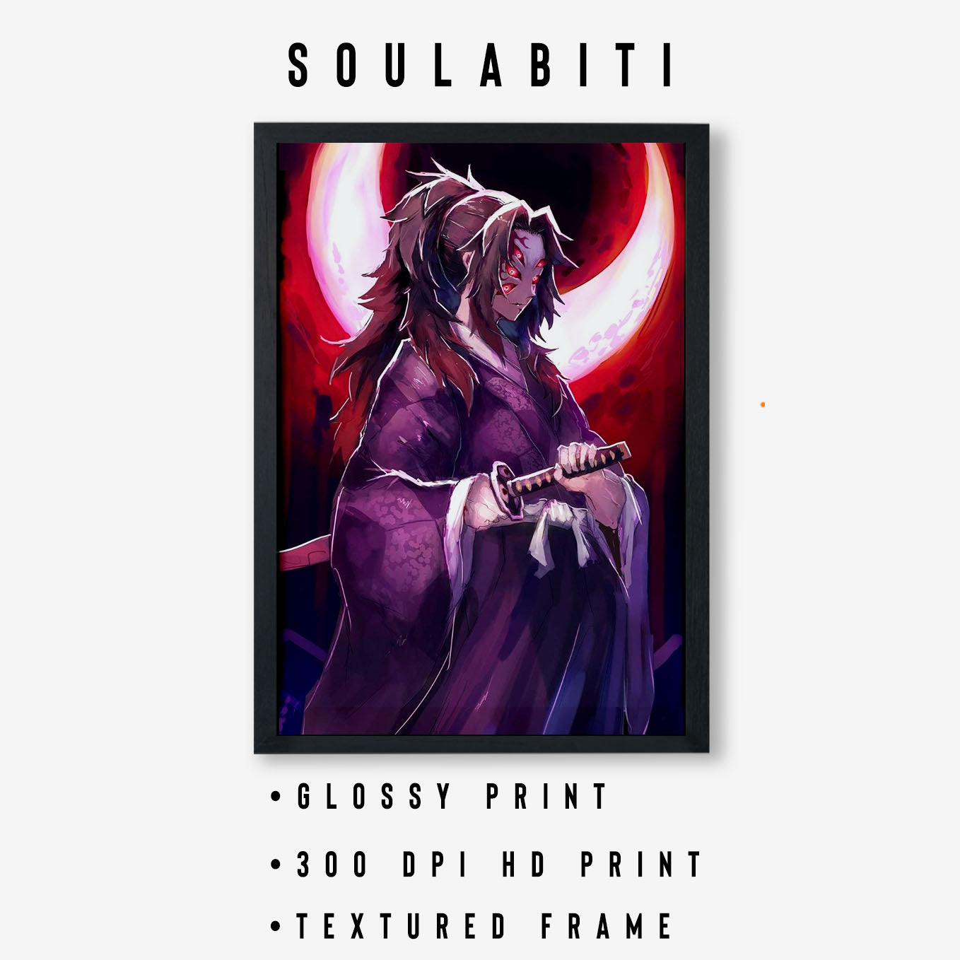 Demon Slayer kokushibo Poster framed 13x19-Inch with Plexi-glass - SoulAbiti