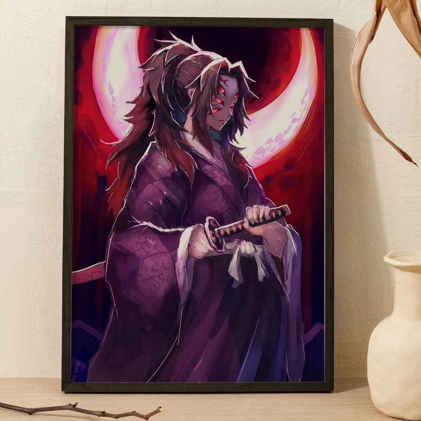 Demon Slayer kokushibo Poster framed 13x19-Inch with Plexi-glass - SoulAbiti