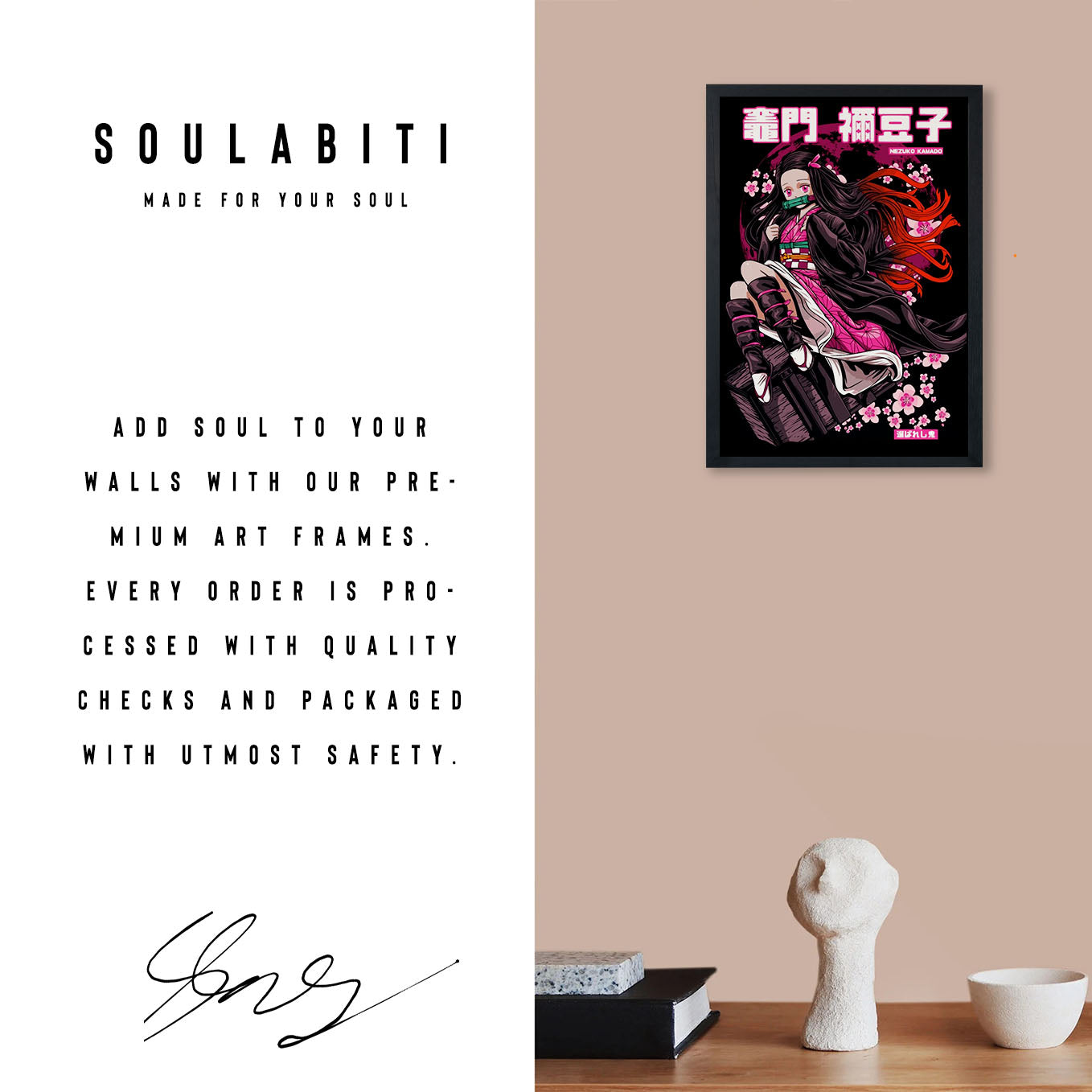 Demon Slayer Nezuko Kamado Poster art framed 13x19-Inch - SoulAbiti