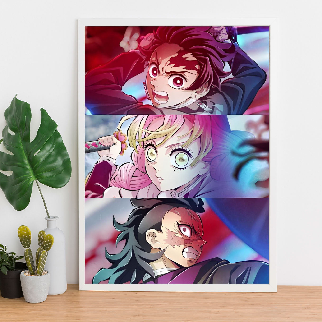 Demon Slayer Sanemi Shinazugawa, Mitsuri Kanroji, Tanjiro kamado Poster framed 13x19-Inch - SoulAbiti