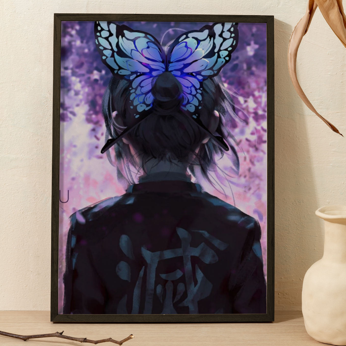 Demon Slayer Shinobu Kocho Butterfly Dance Poster art framed 13x19-Inch - SoulAbiti