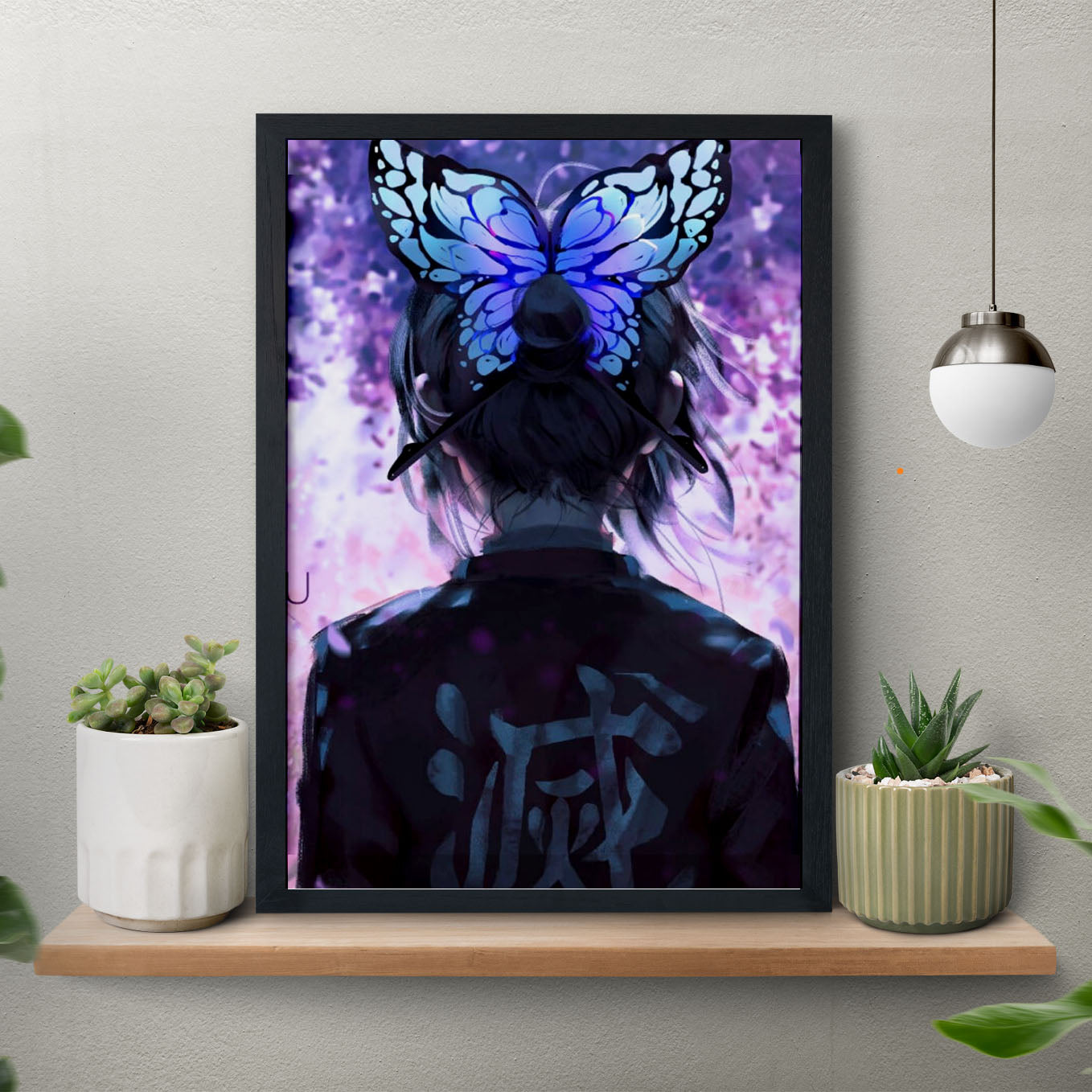 Demon Slayer Shinobu Kocho Butterfly Dance Poster art framed 13x19-Inch - SoulAbiti