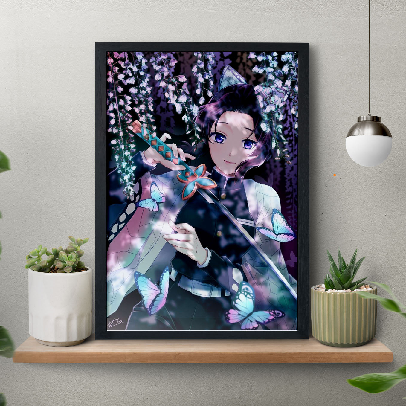 Demon Slayer Shinobu Kocho Cute Poster art framed 13x19-Inch - SoulAbiti