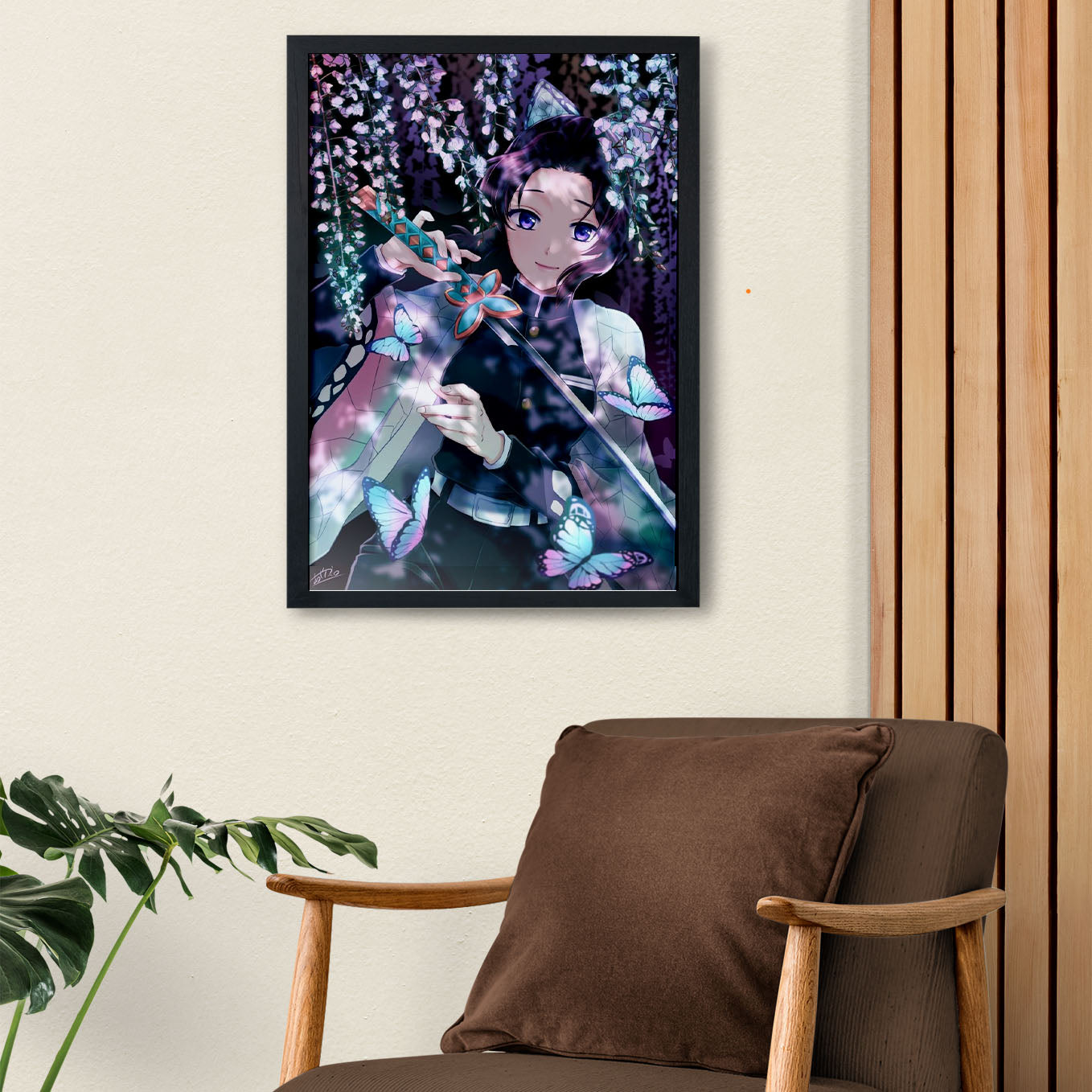 Demon Slayer Shinobu Kocho Cute Poster art framed 13x19-Inch - SoulAbiti