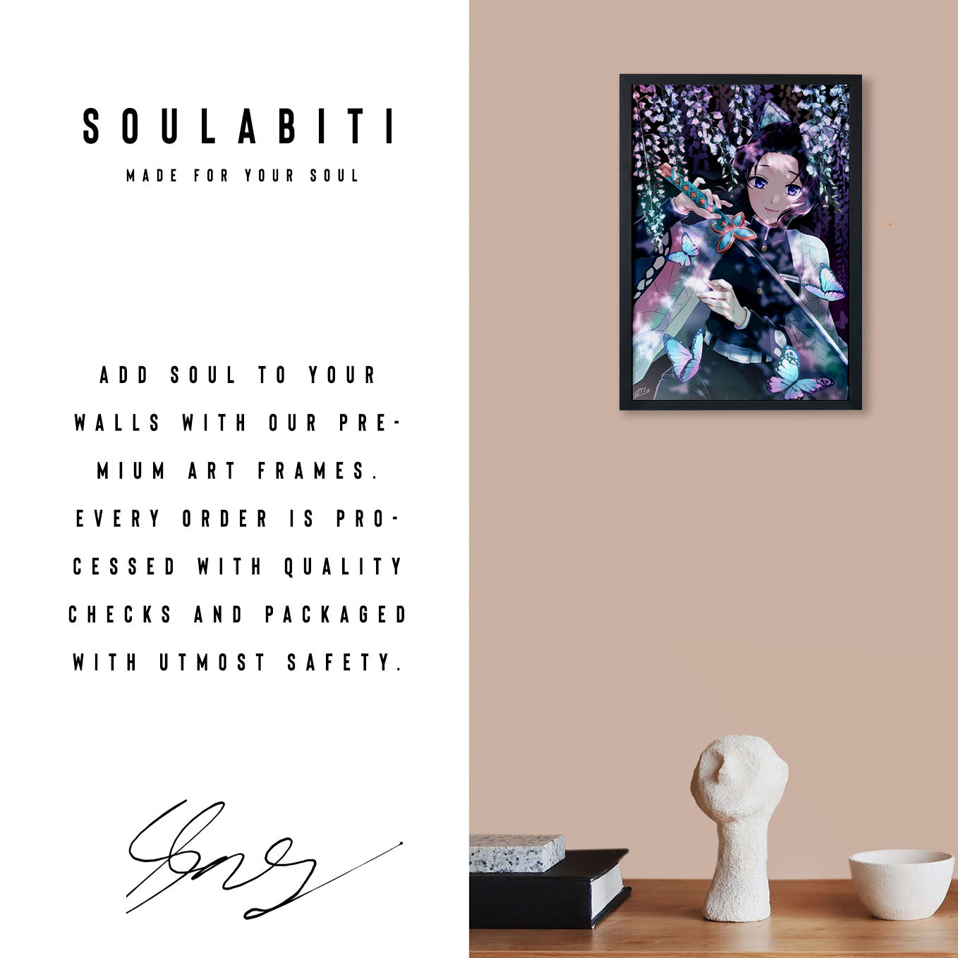 Demon Slayer Shinobu Kocho Cute Poster art framed 13x19-Inch - SoulAbiti