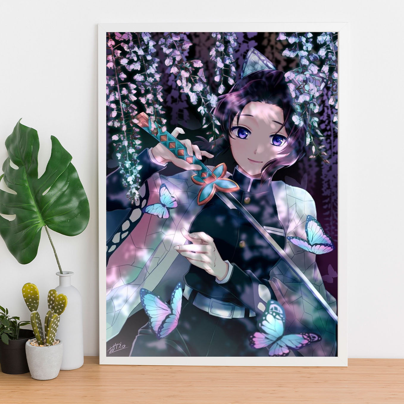 Demon Slayer Shinobu Kocho Cute Poster art framed 13x19-Inch - SoulAbiti