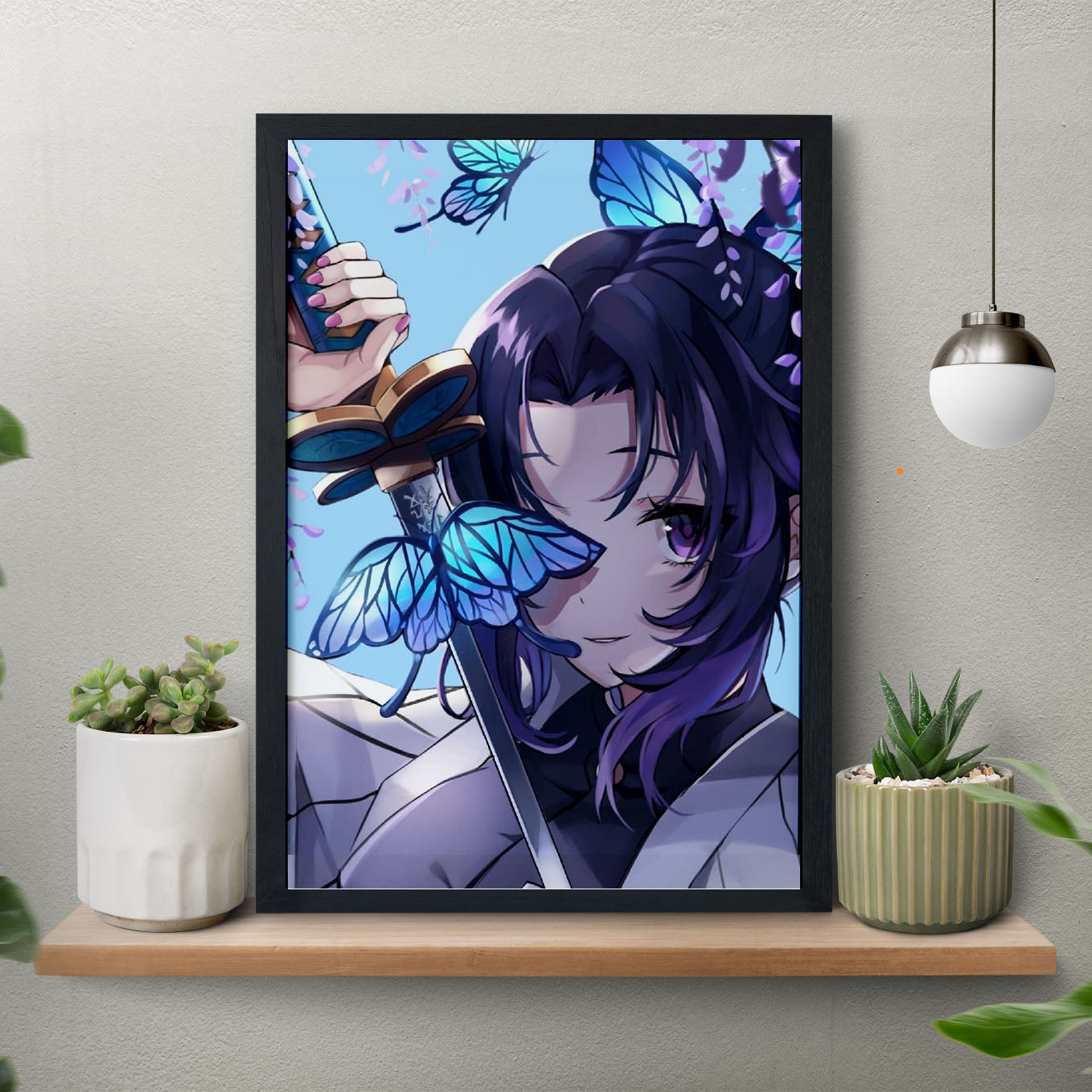 Demon Slayer Shinobu Kocho Poster art framed 13x19-Inch - SoulAbiti