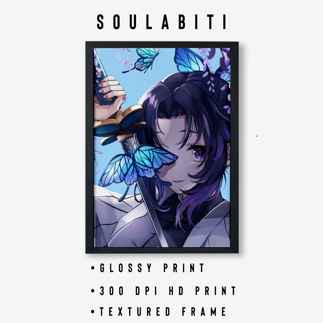 Demon Slayer Shinobu Kocho Poster art framed 13x19-Inch - SoulAbiti
