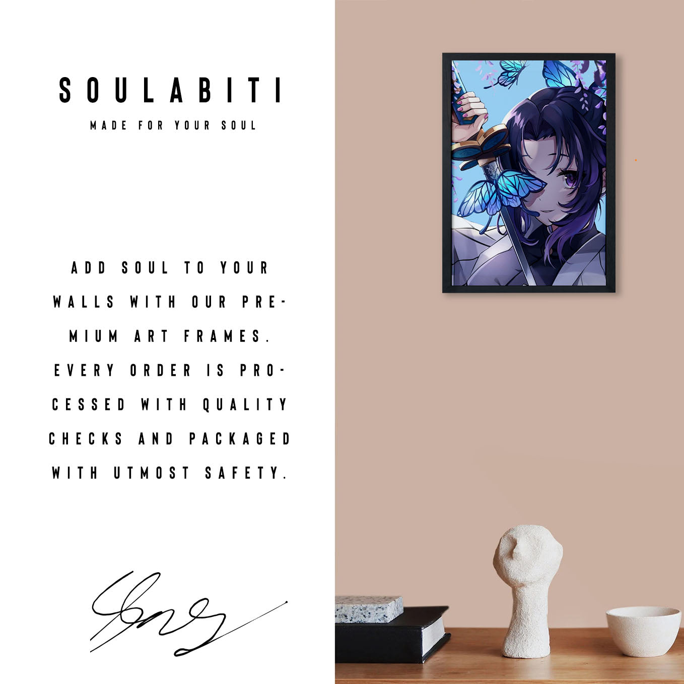 Demon Slayer Shinobu Kocho Poster art framed 13x19-Inch - SoulAbiti