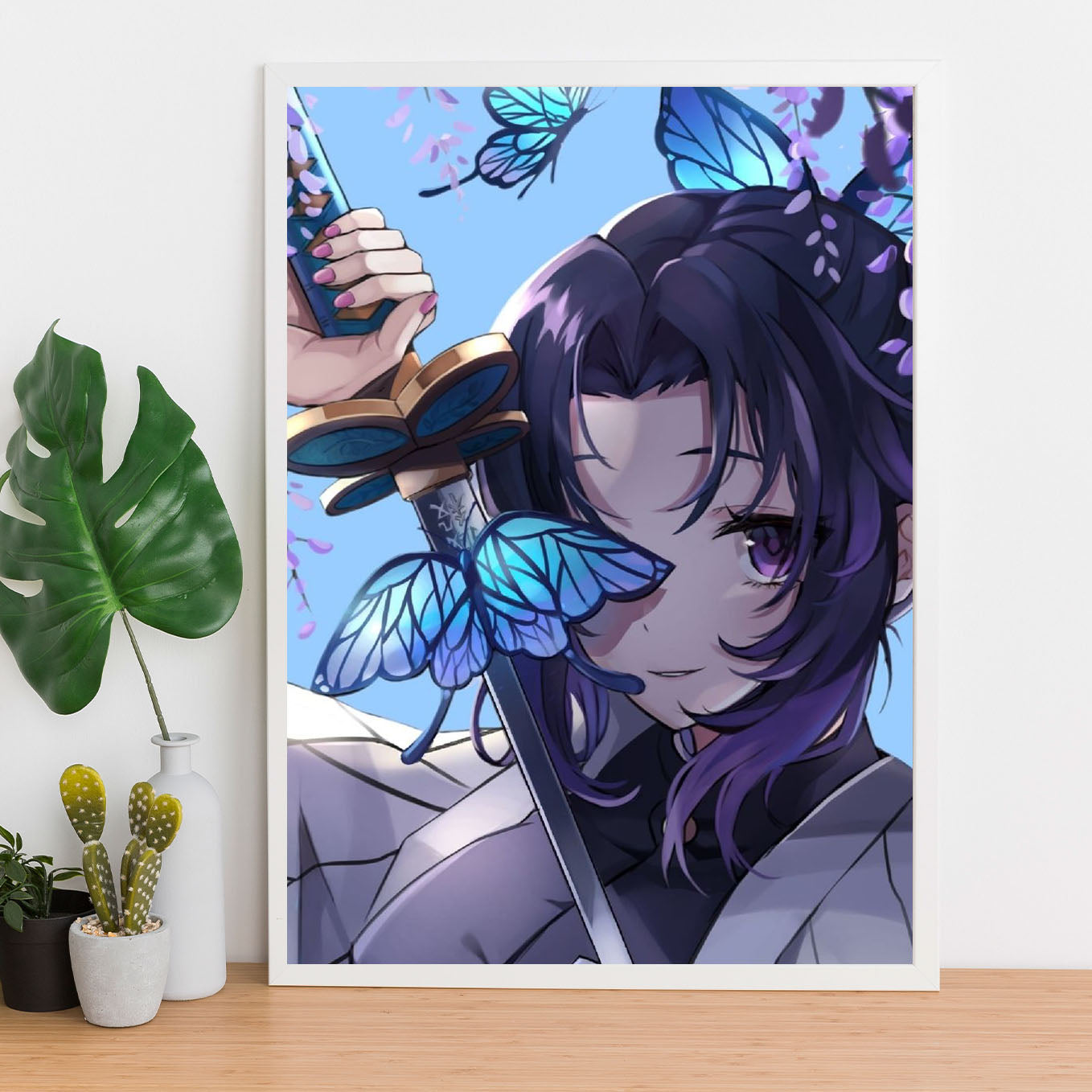 Demon Slayer Shinobu Kocho Poster art framed 13x19-Inch - SoulAbiti