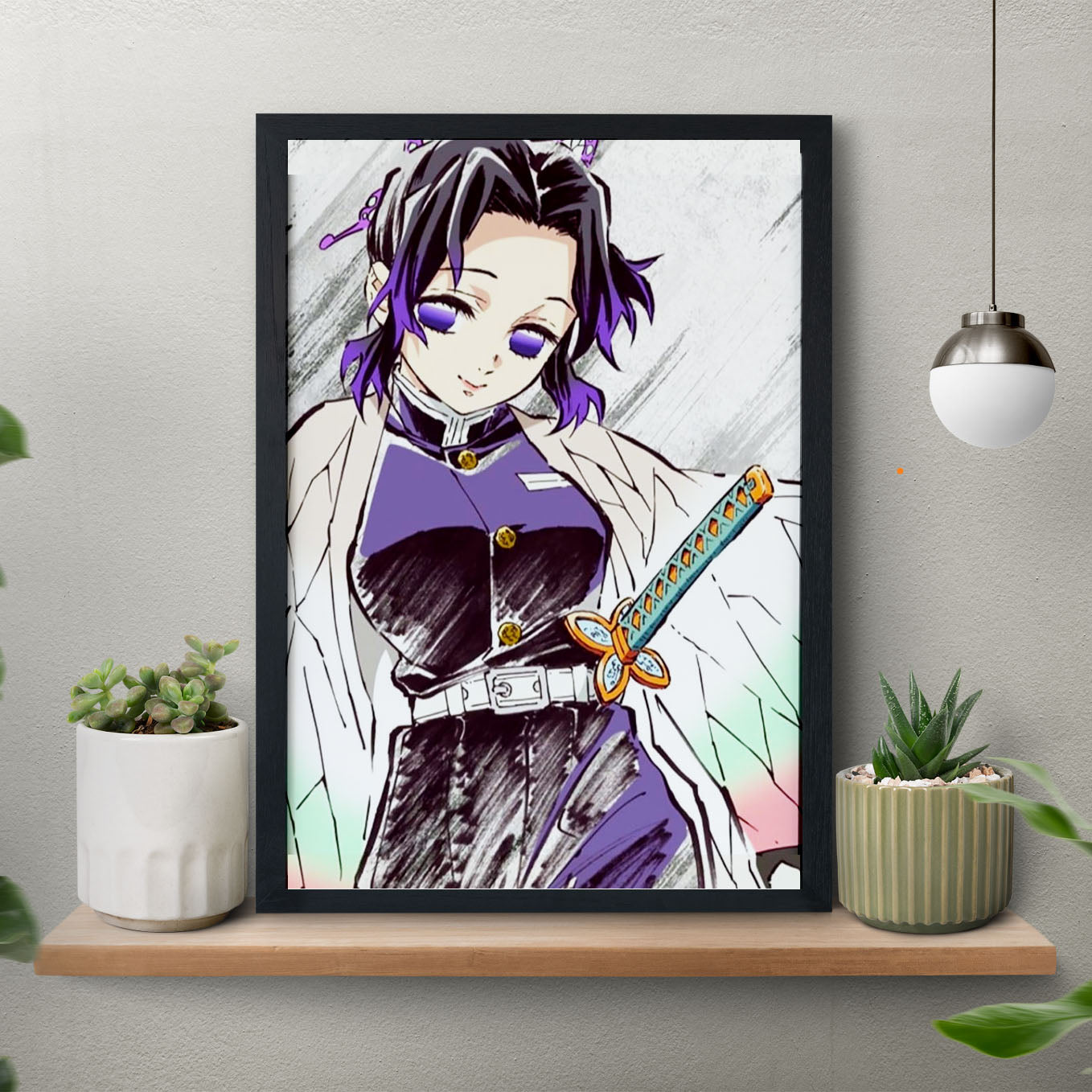 Demon Slayer Shinobu Kocho Watercolor Print Poster art framed 13x19-Inch - SoulAbiti