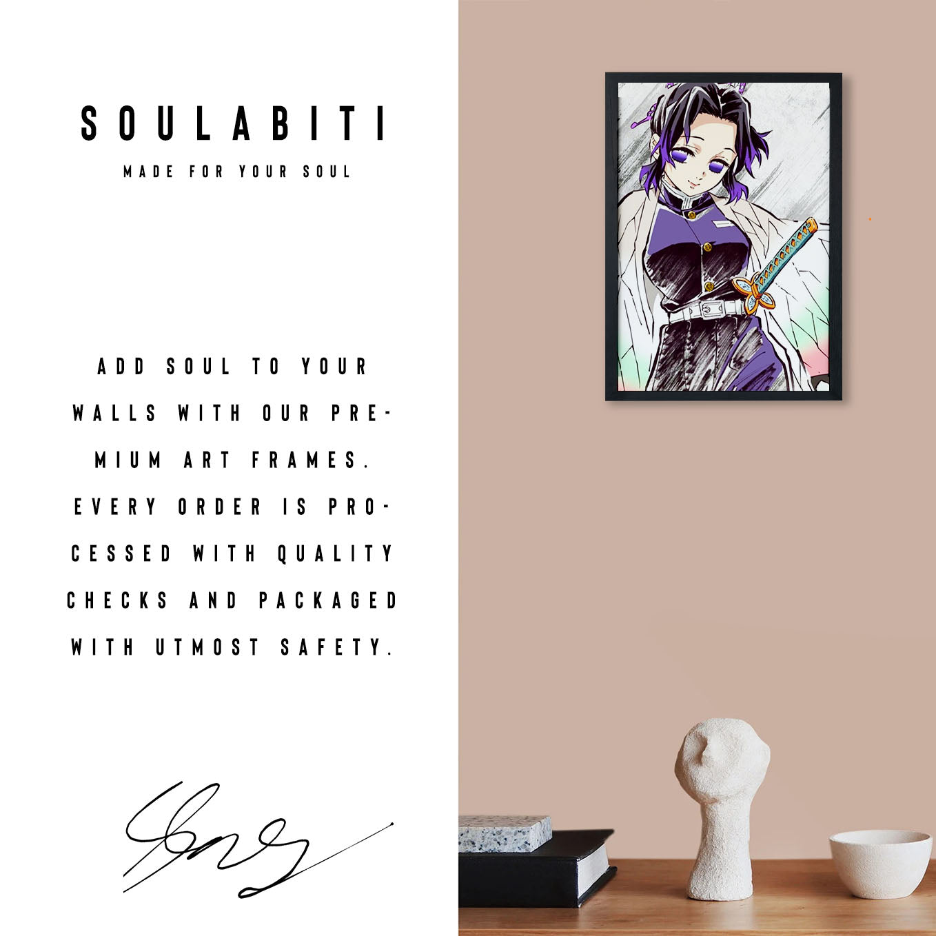 Demon Slayer Shinobu Kocho Watercolor Print Poster art framed 13x19-Inch - SoulAbiti