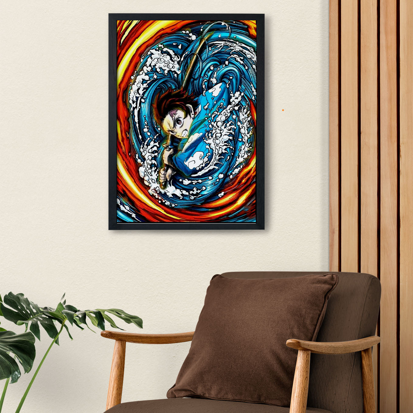 Demon Slayer Tanjiro's Water and Sun Breathing Poster framed 13x19-Inch - SoulAbiti